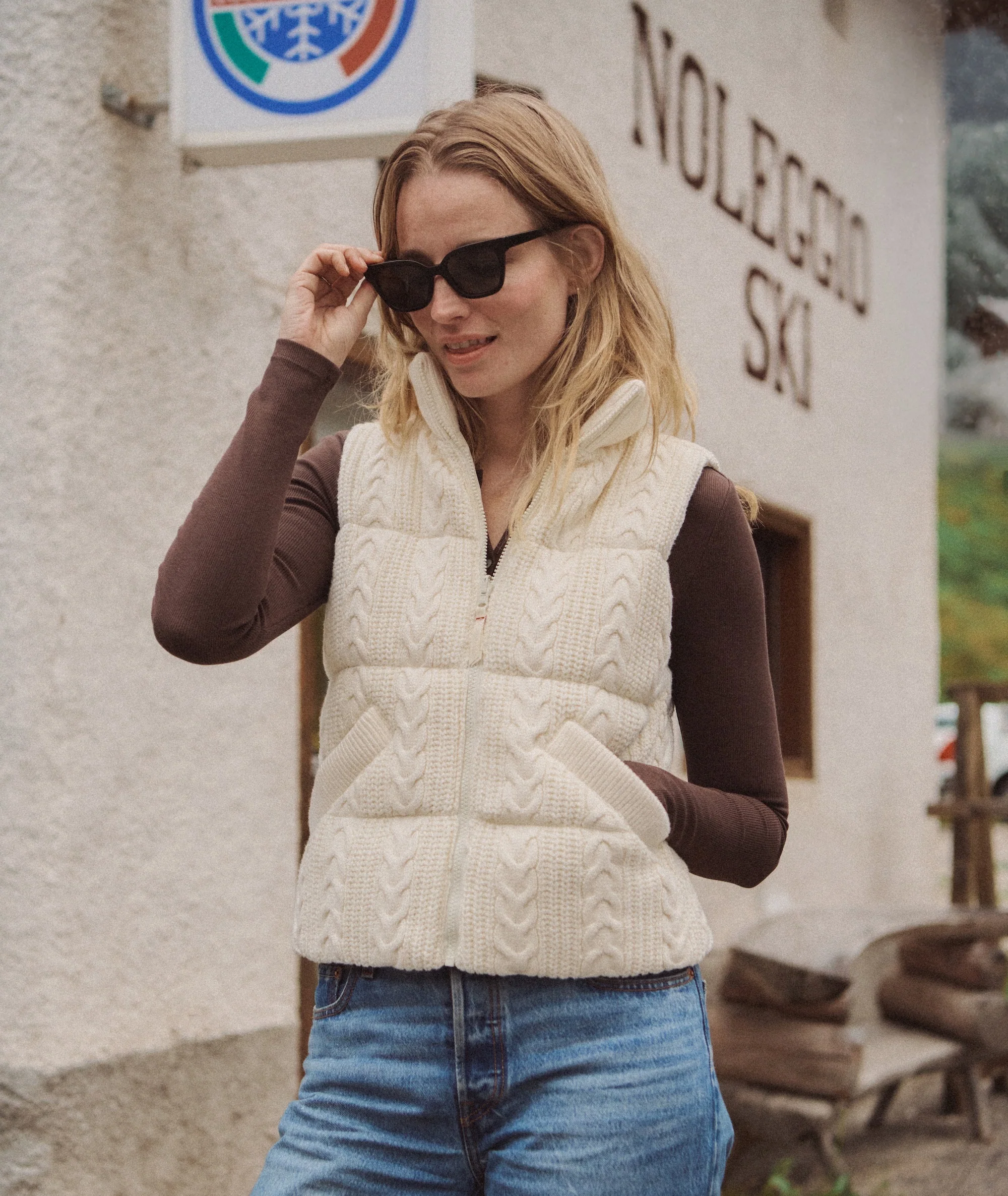 Alba Cable Knit Reversible Puffer Vest - Image 4