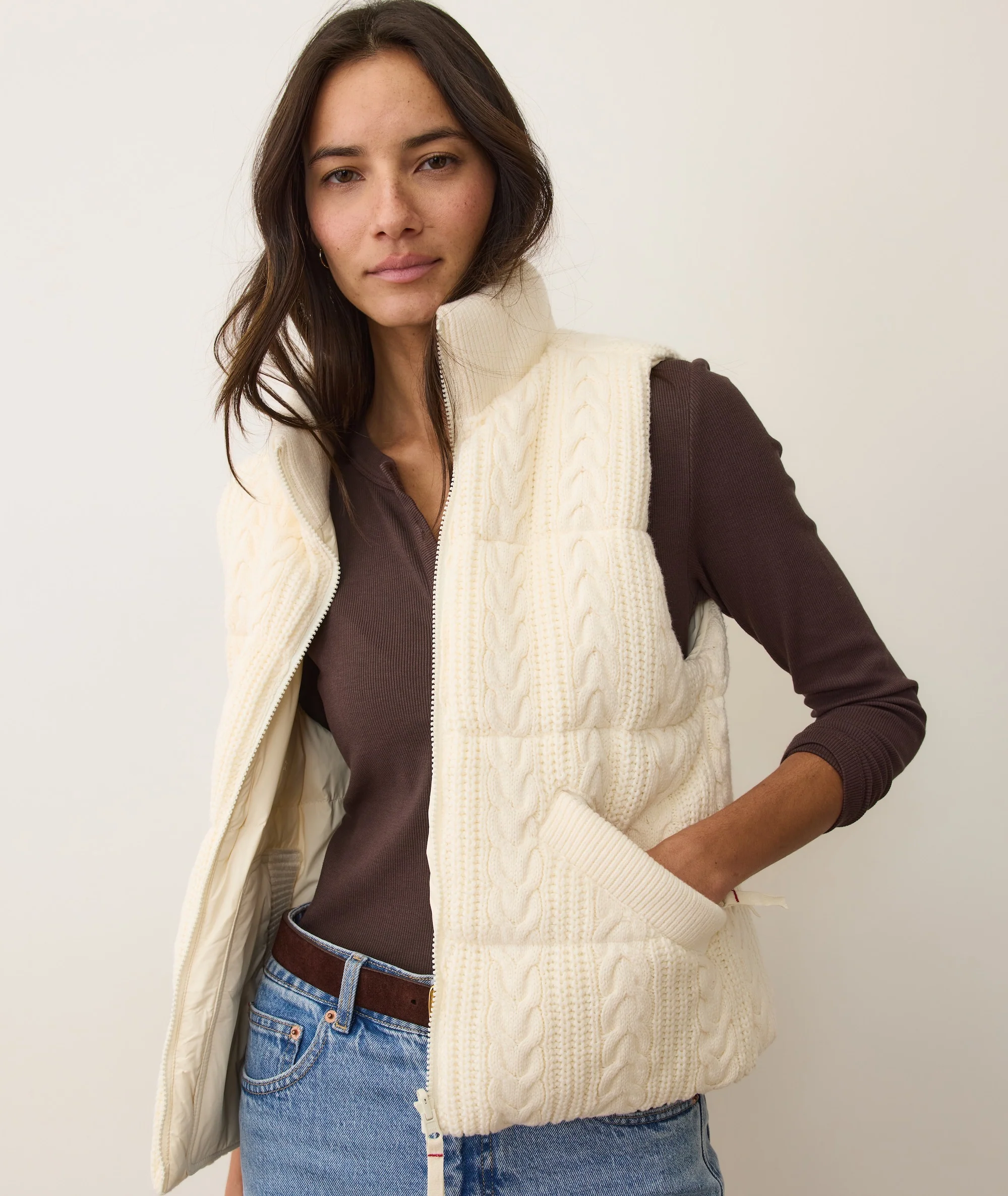 Alba Cable Knit Reversible Puffer Vest - Image 6