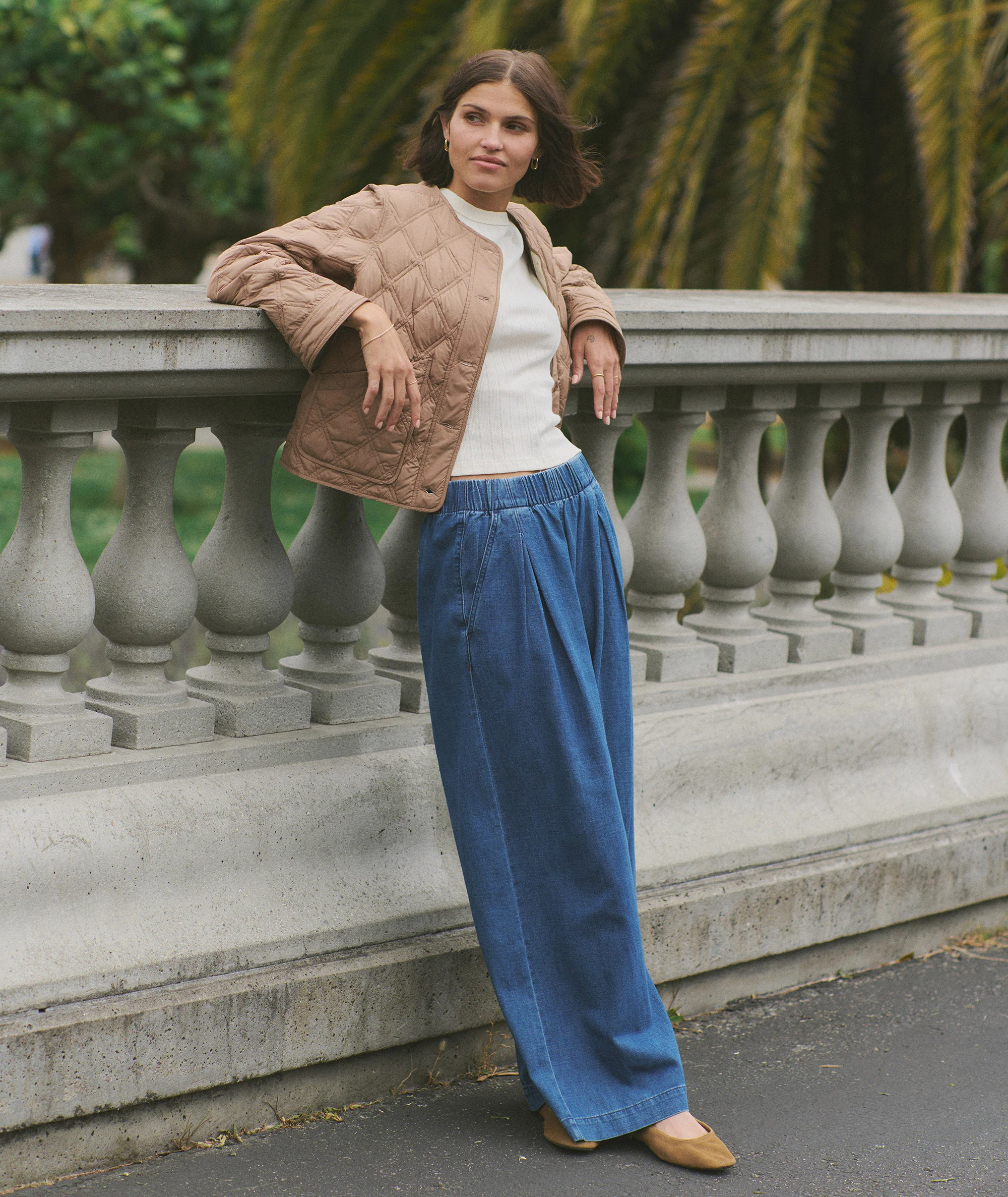 Allison Pleated Wide Leg Denim Trouser - Image 4