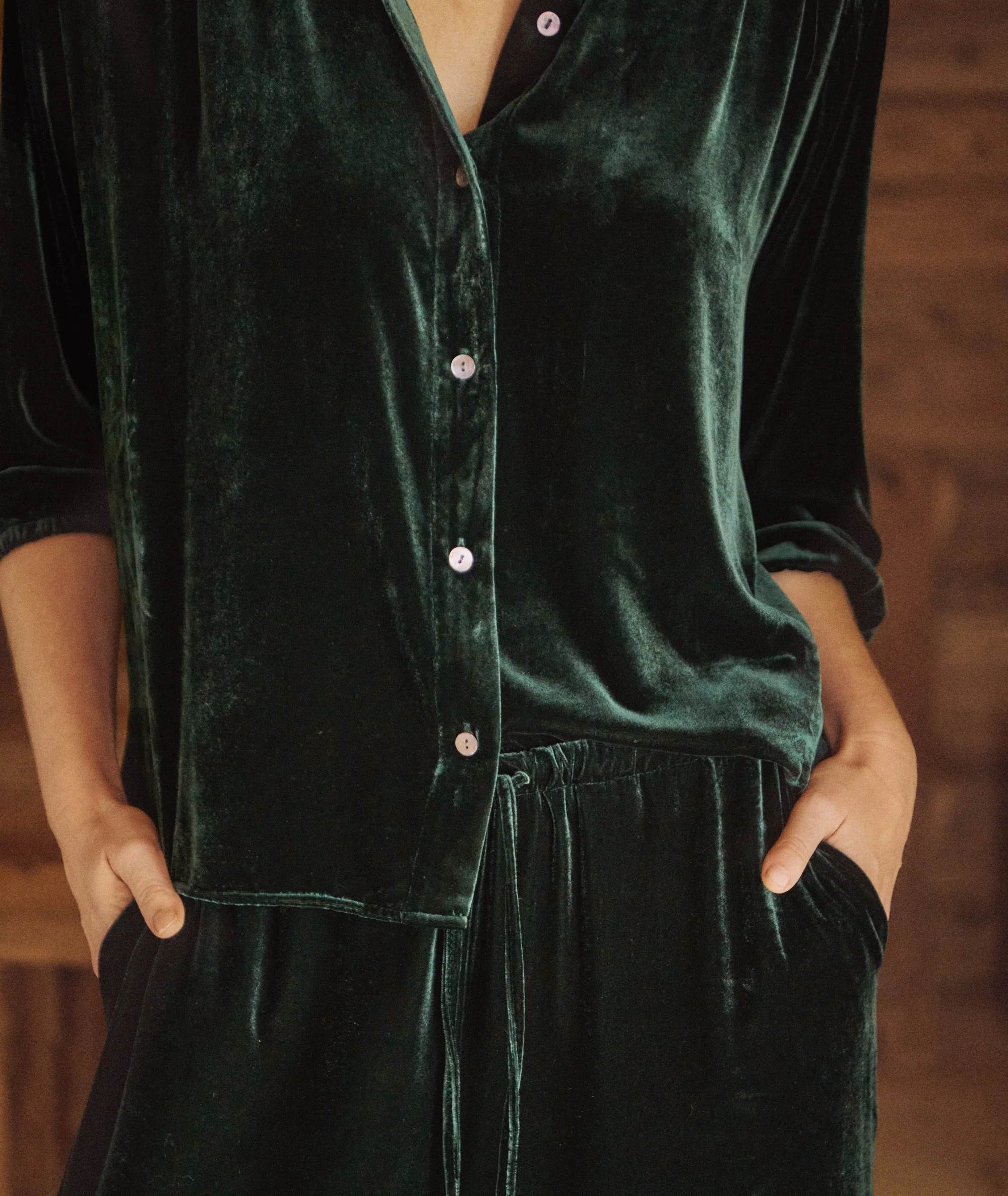 Bella Velvet Button Down - Image 3