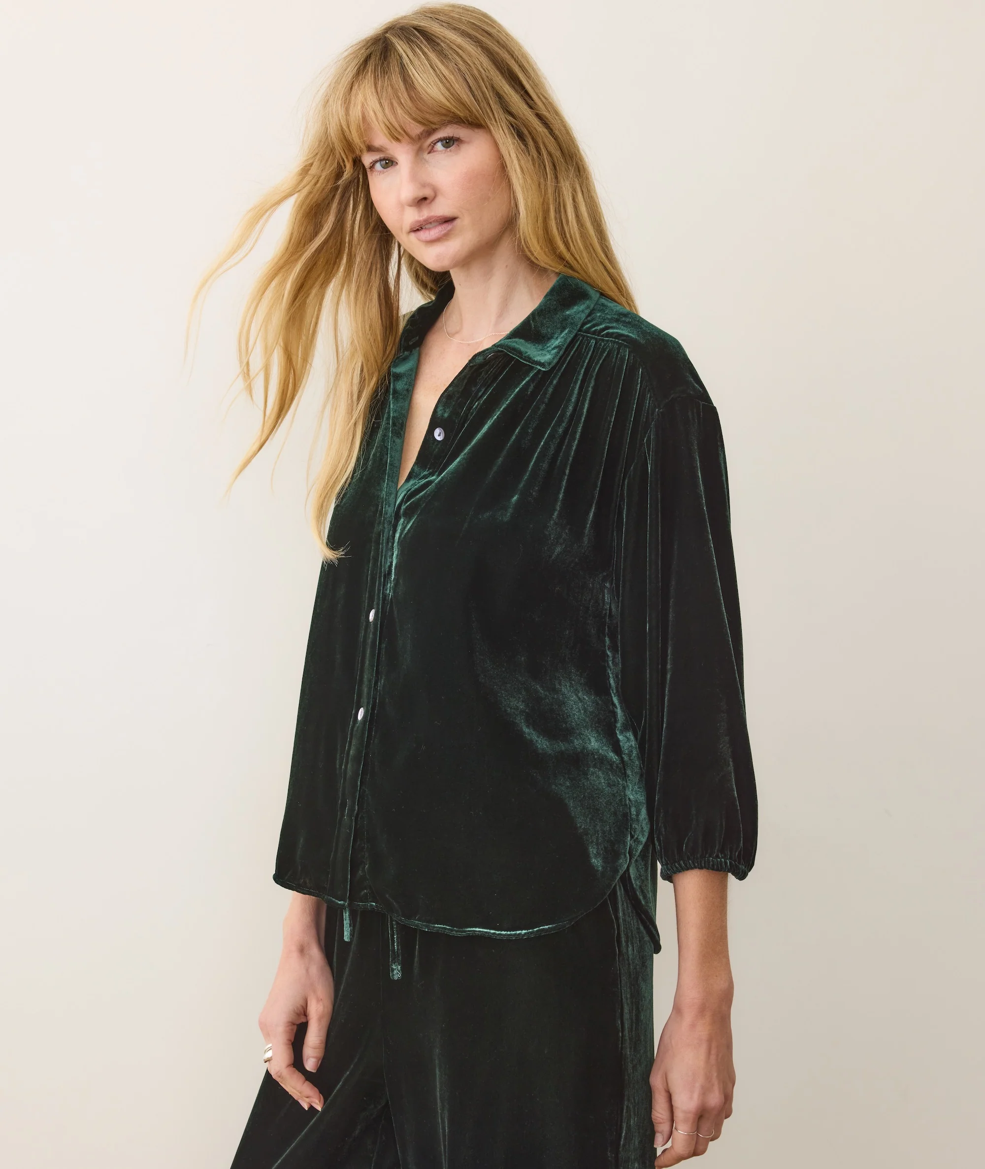 Bella Velvet Button Down - Image 4