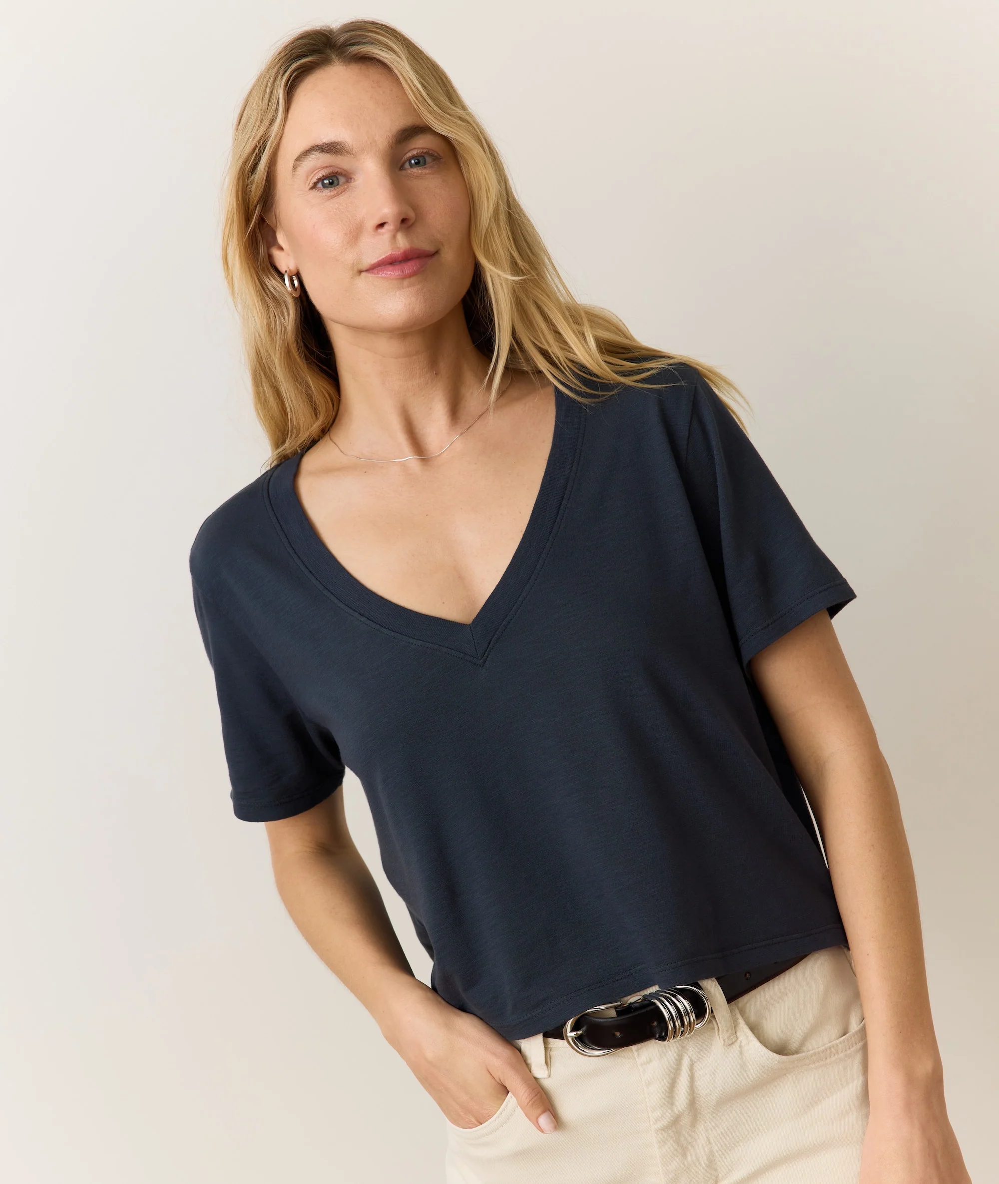 Boyfriend V-Neck Crop - Image 2