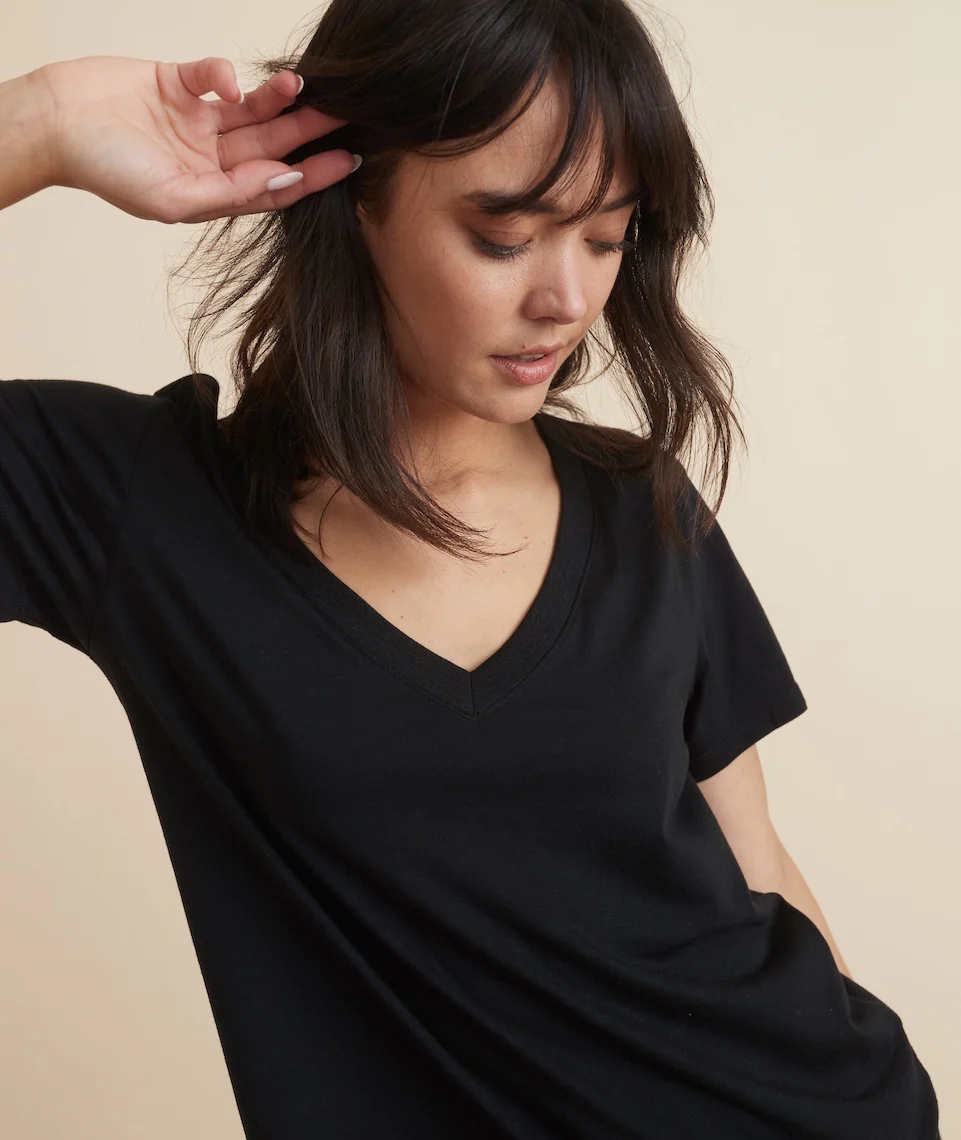 Boyfriend V-Neck in Black - Image 2