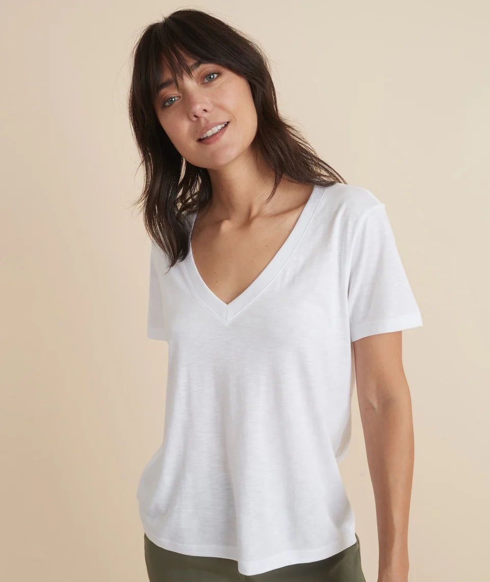 Boyfriend V-Neck in White - Image 2