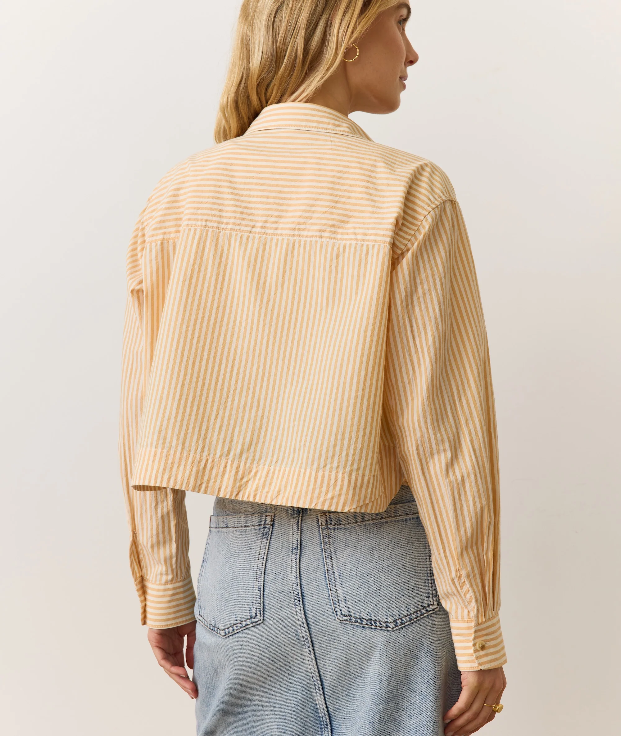 Mia Cropped Shirt in Cali Poplin - Image 3