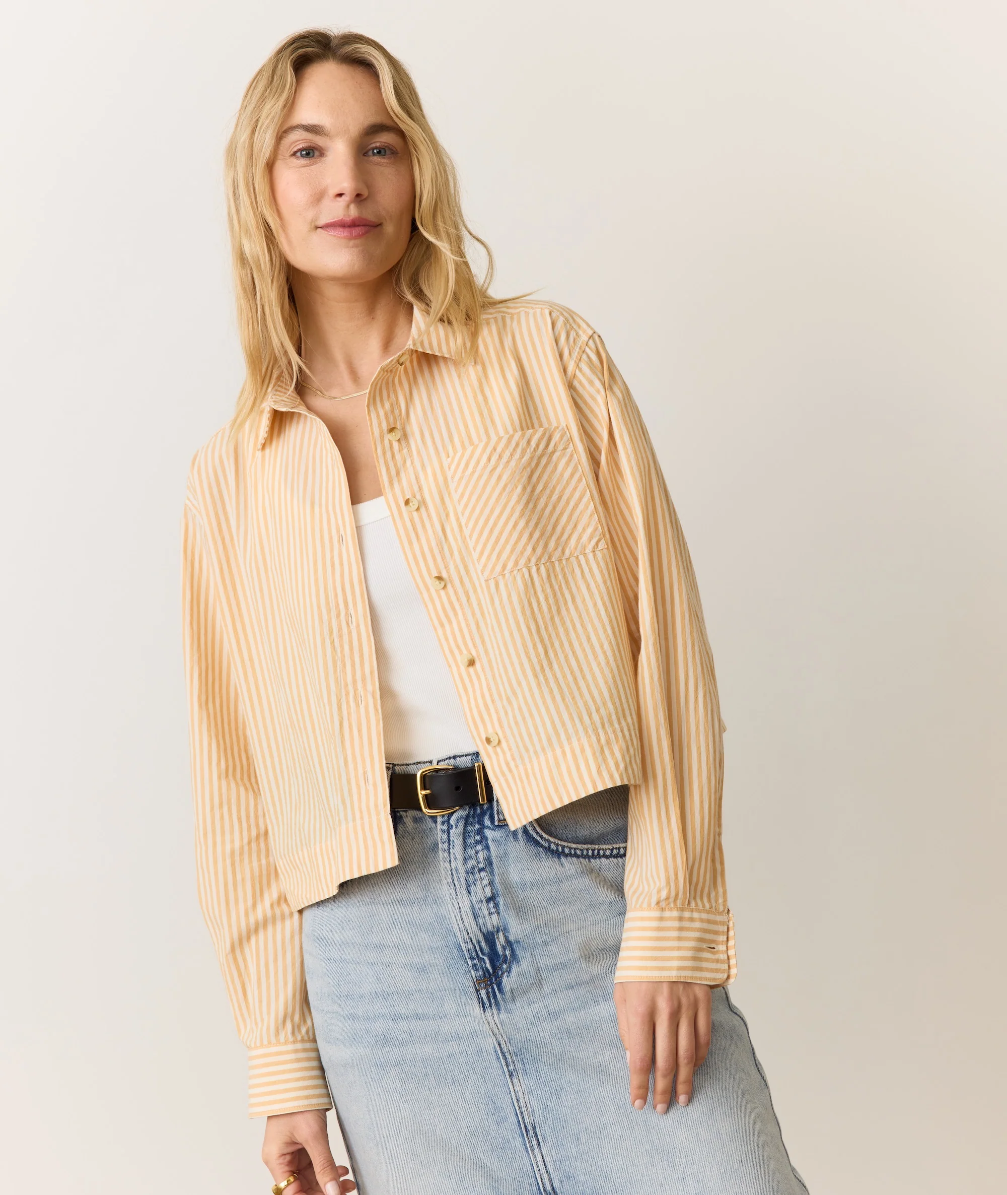 Mia Cropped Shirt in Cali Poplin - Image 5