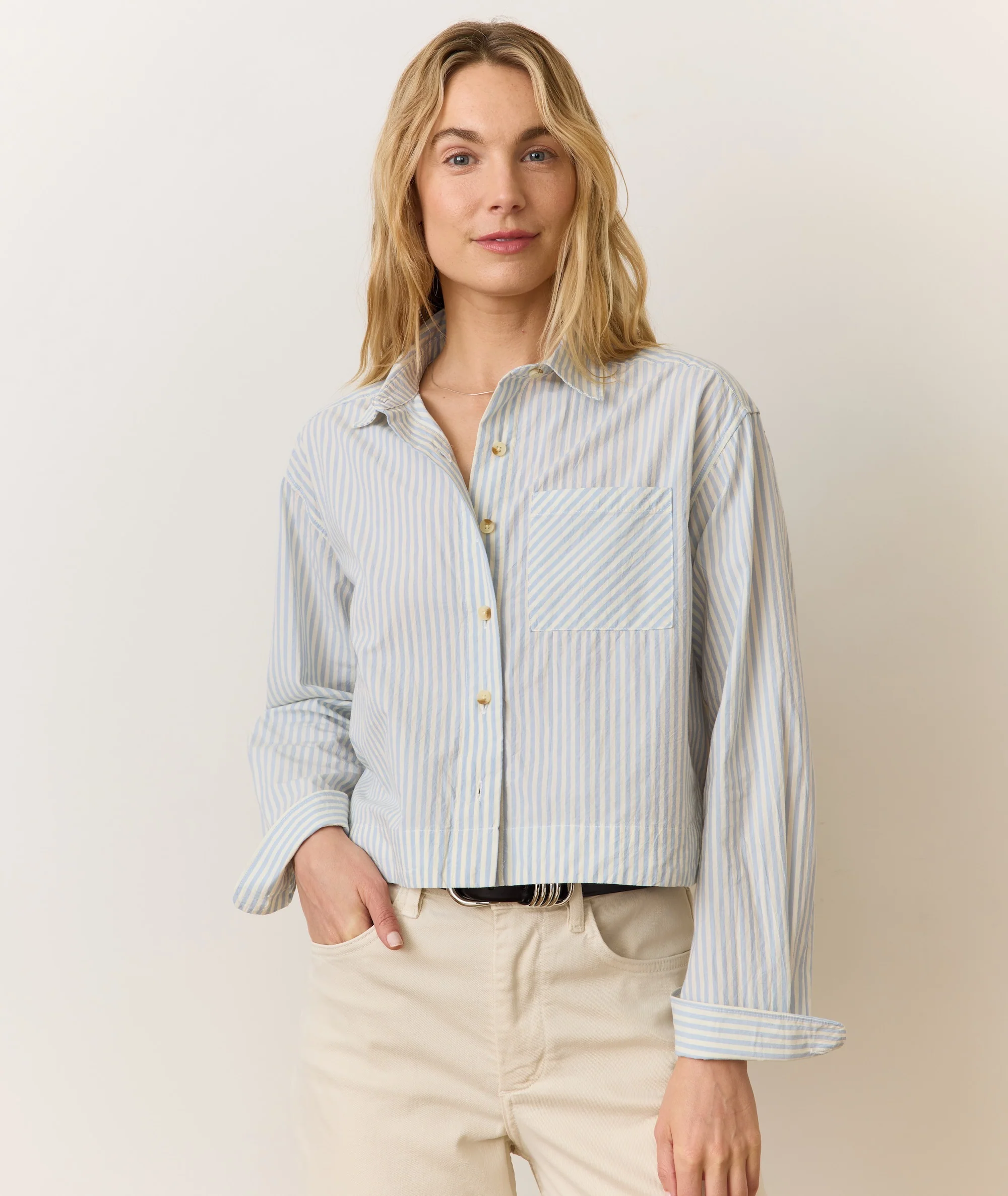 Mia Cropped Shirt in Cali Poplin - Image 2