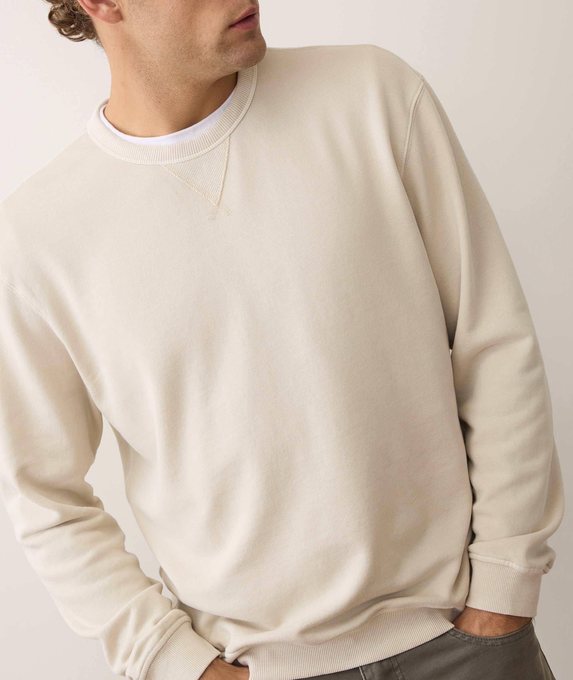 Men's Cloud 9 Fleece Relaxed Crewneck in Whitecap - Image 7