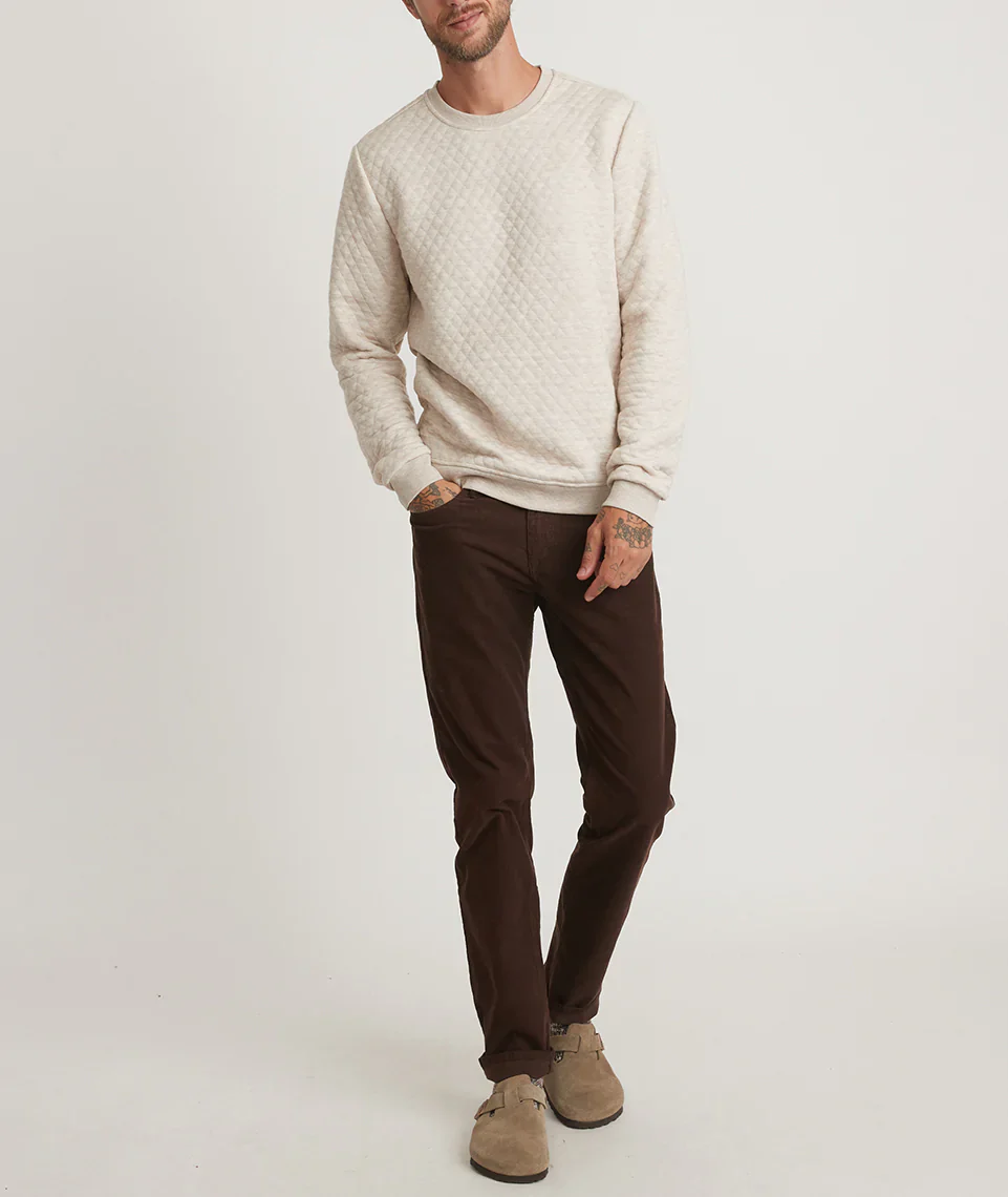 Men's Corbet Quilted Crewneck in Oat - Image 10