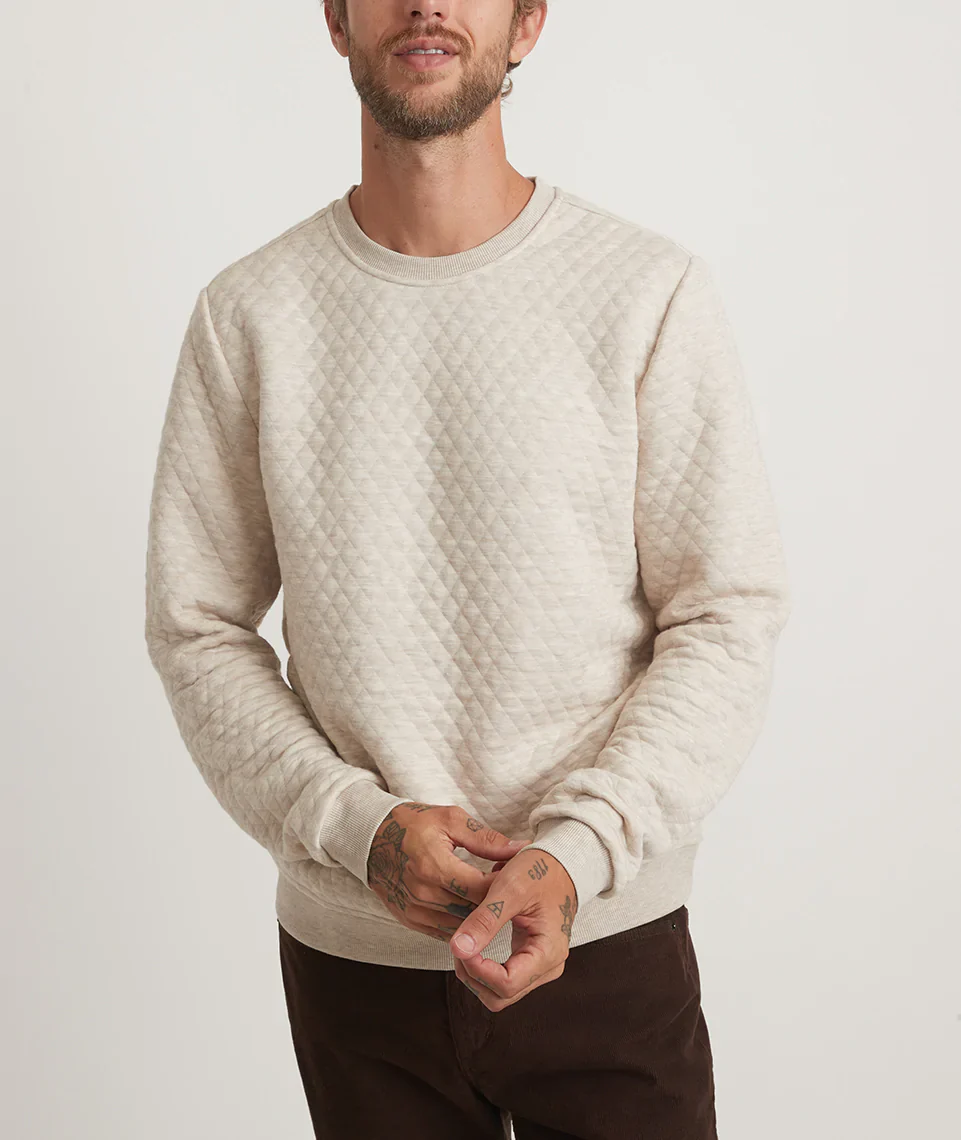 Men's Corbet Quilted Crewneck in Oat - Image 8