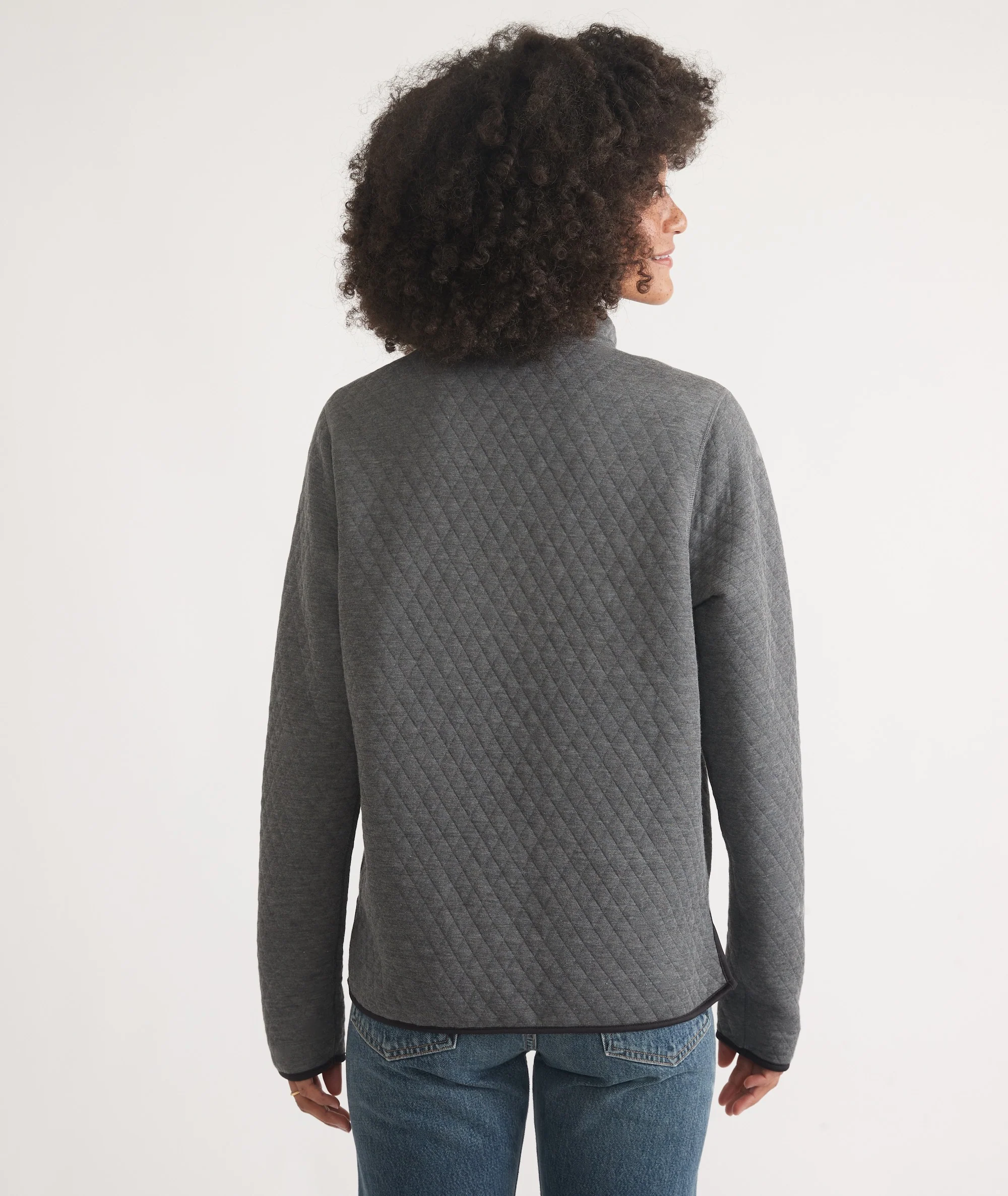 Women's Reversible Corbet Pullover in Charcoal/Mid Heather Grey - Image 6