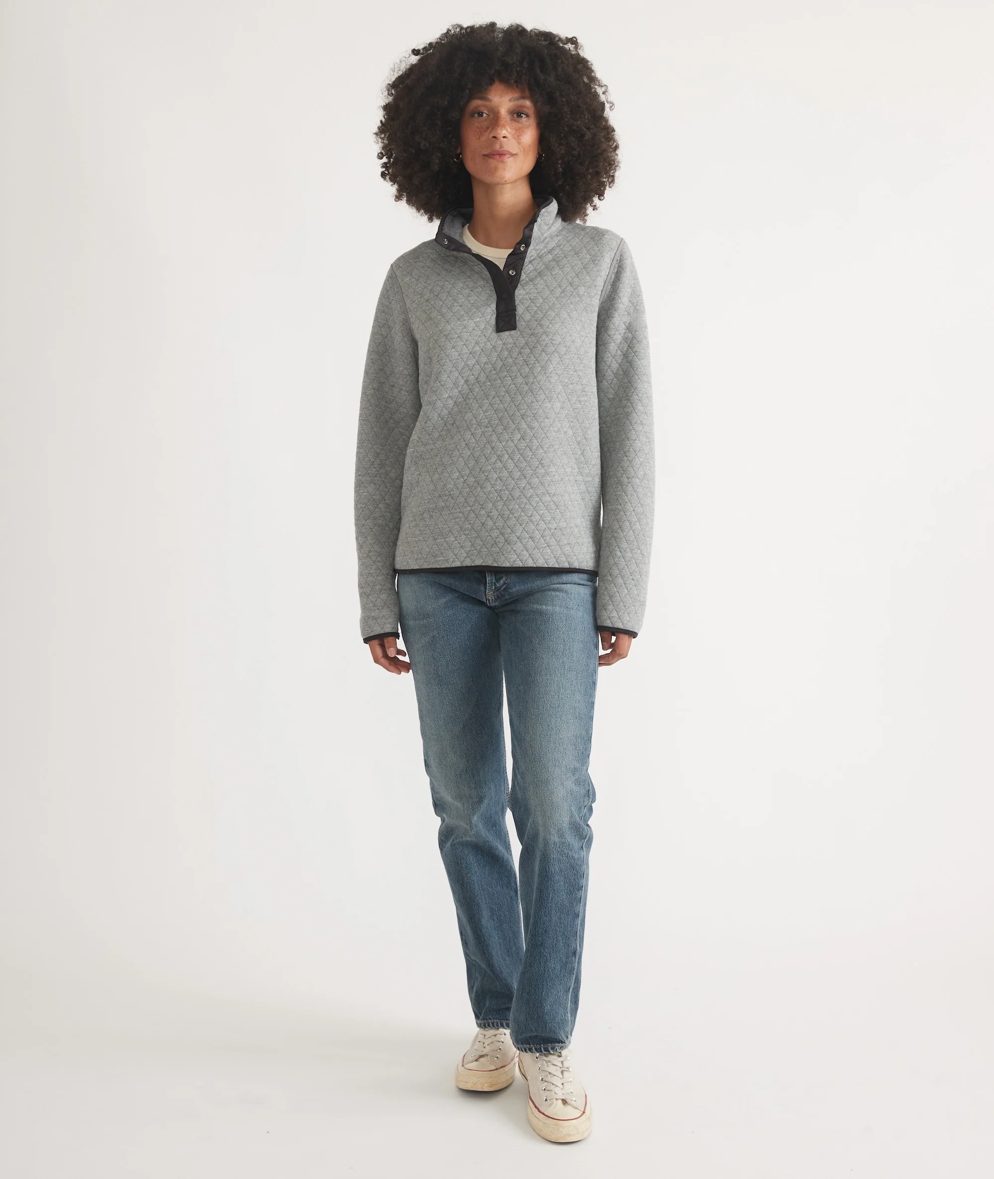 Women's Reversible Corbet Pullover in Charcoal/Mid Heather Grey - Image 8