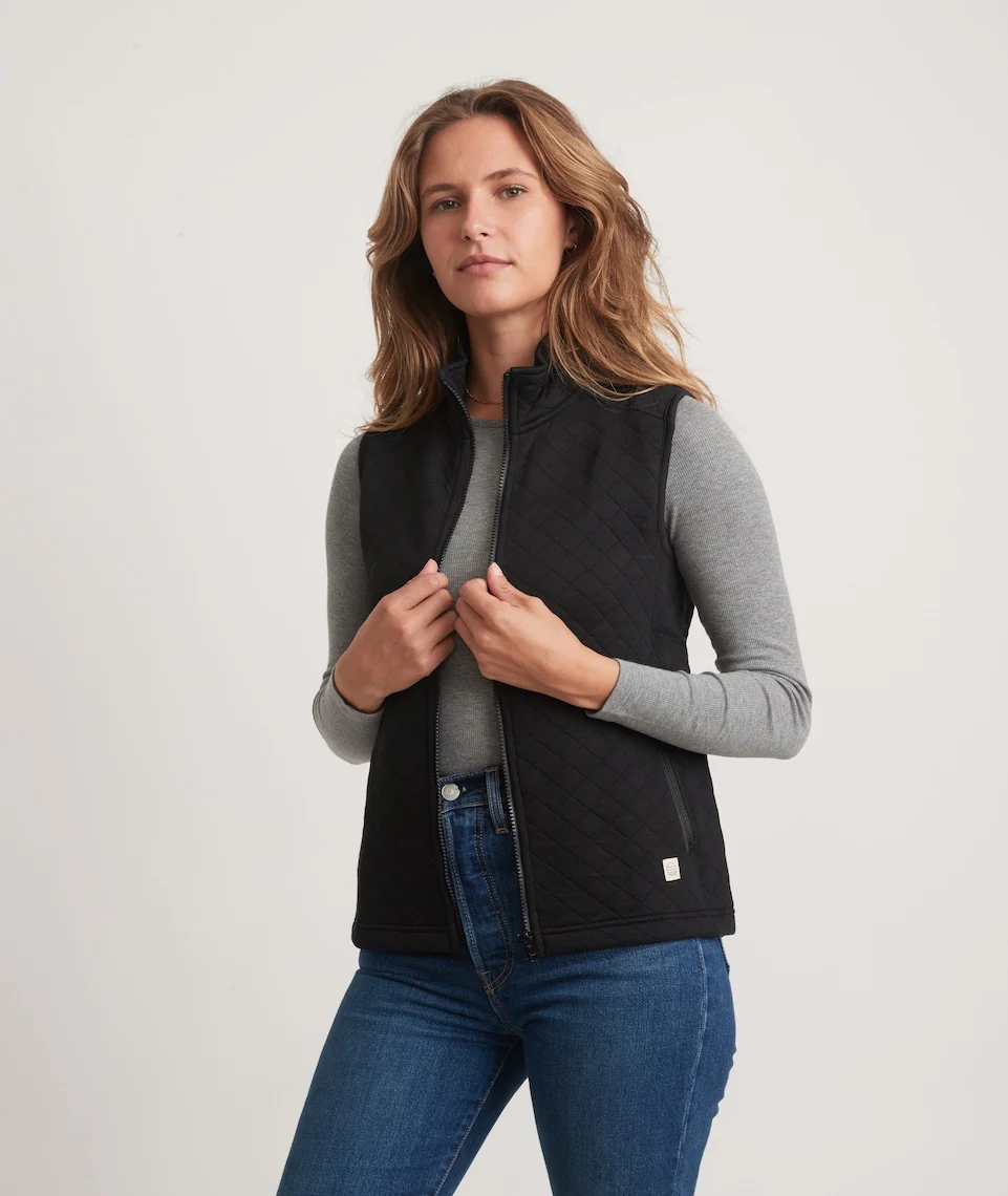 Women's Corbet Full Zip Vest in Black - Image 2