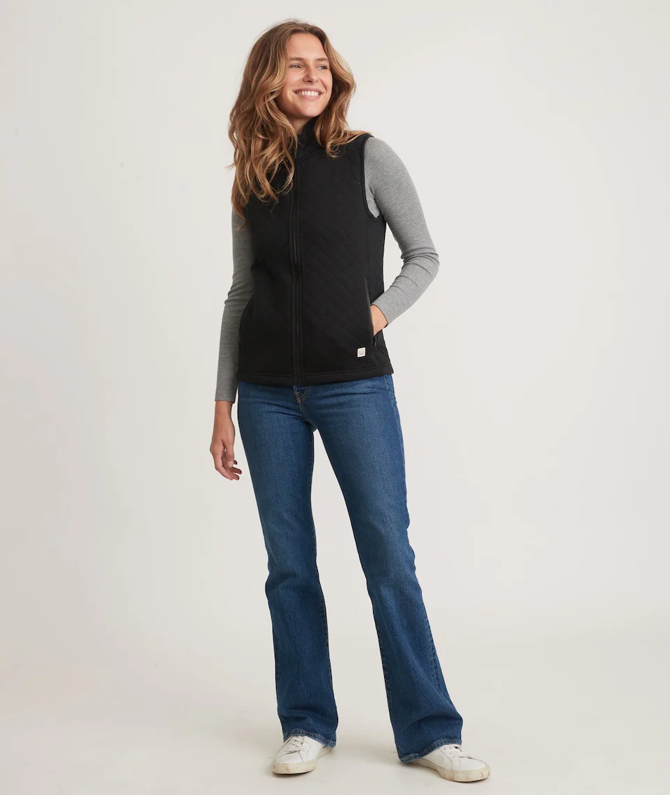 Women's Corbet Full Zip Vest in Black - Image 3