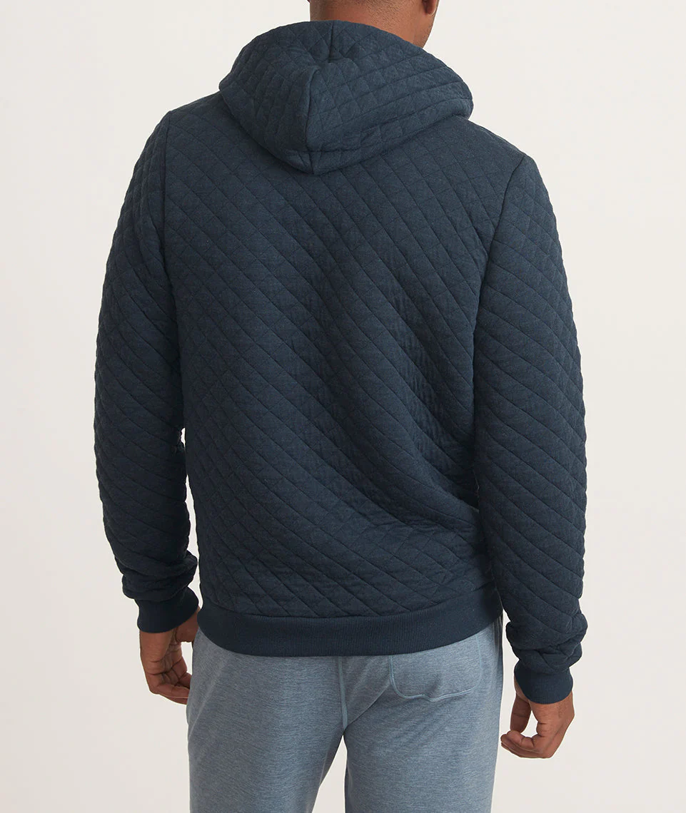 Men's Corbet Quilted Full Zip Hoodie in Navy Heather - Image 5