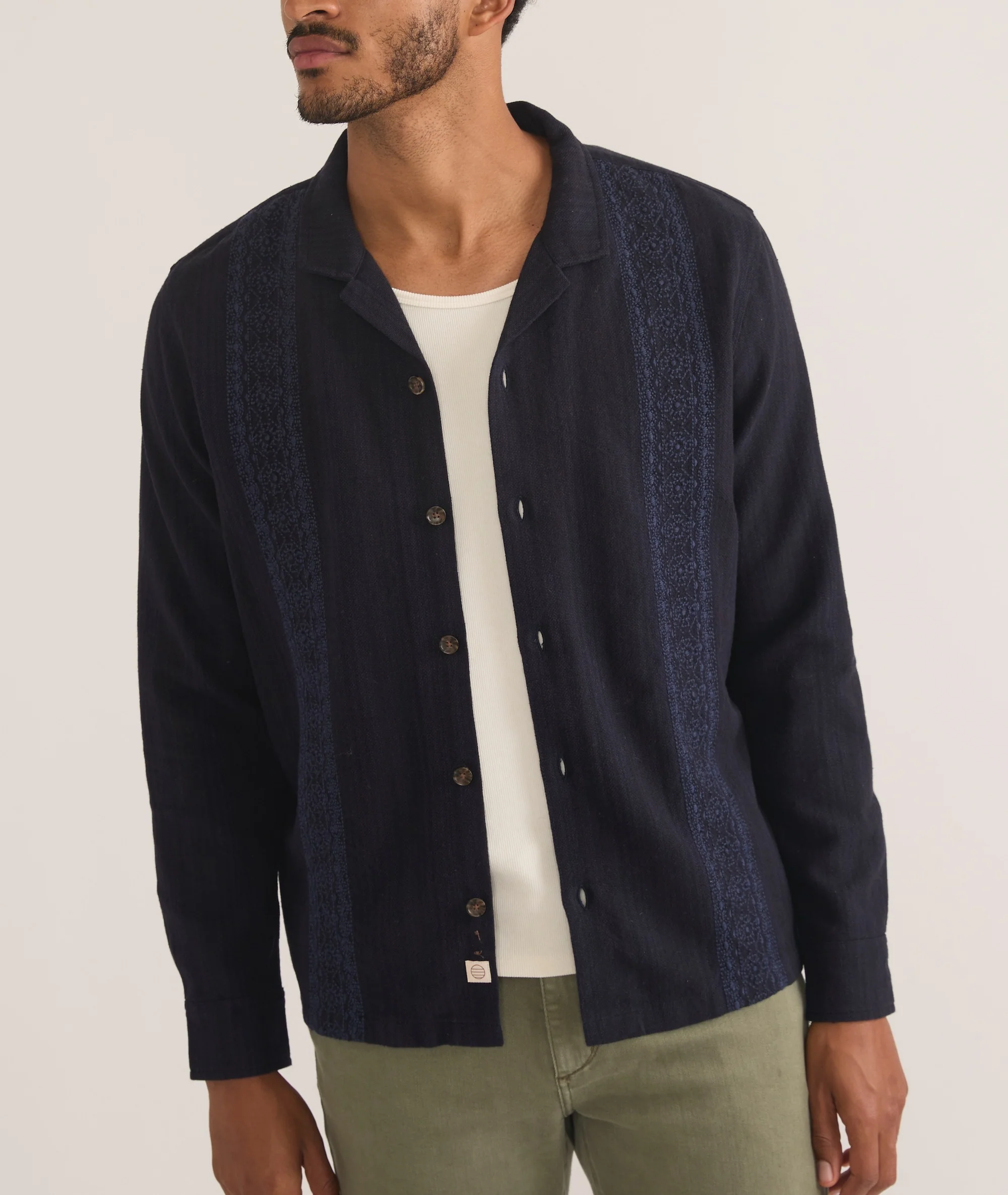 Embroidered Long Sleeve Resort Shirt - Image 2
