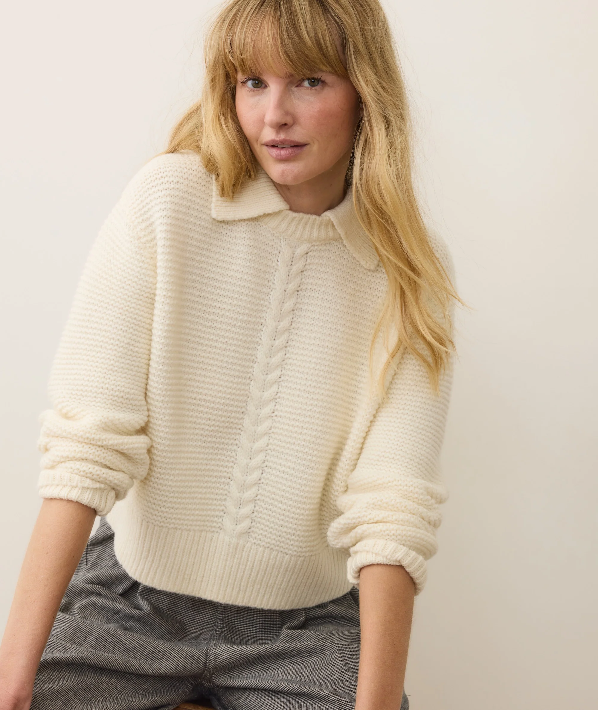 Everly Cable Knit Sweater Polo - Image 2