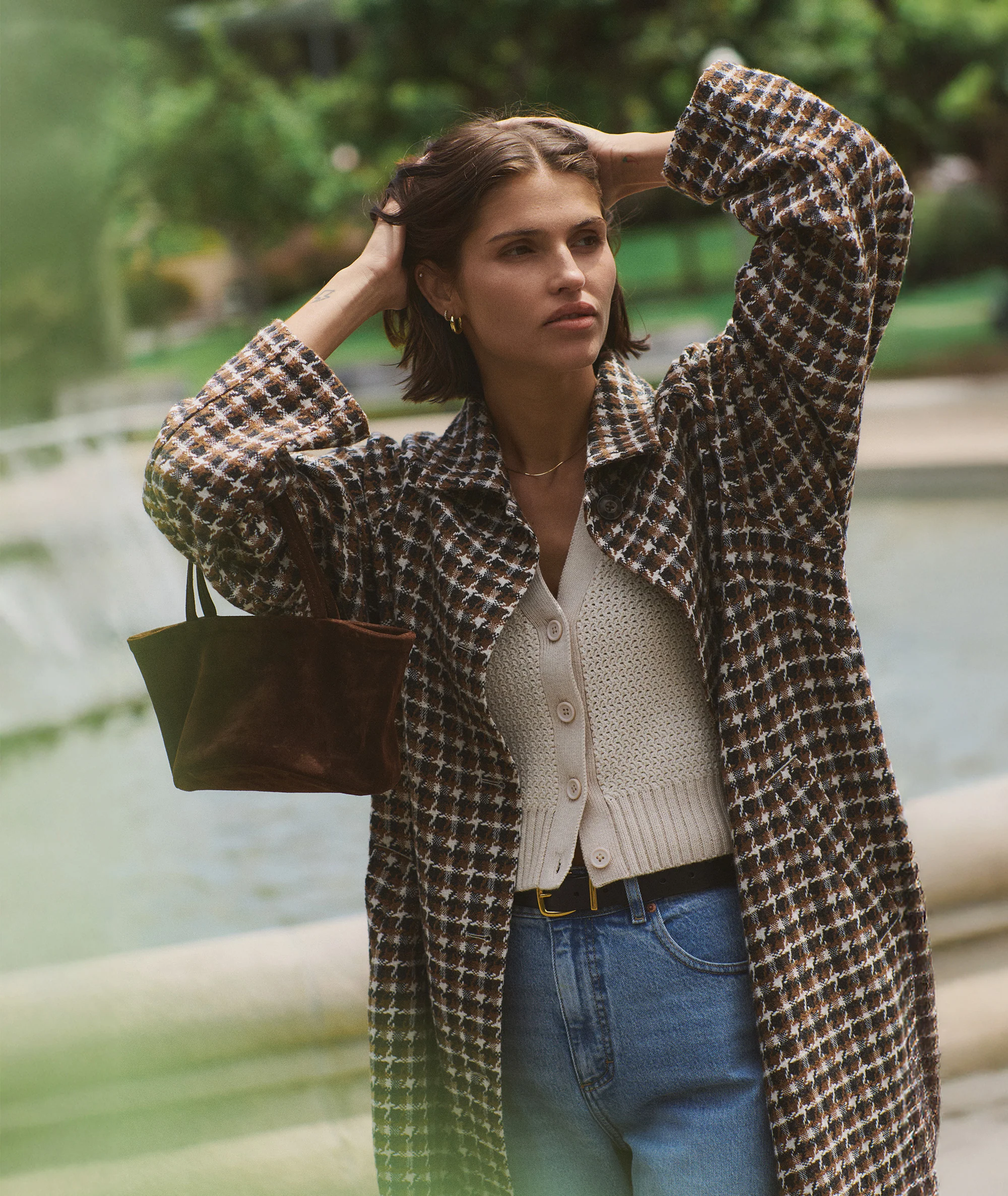 Hayes Houndstooth Trench Coat - Image 3