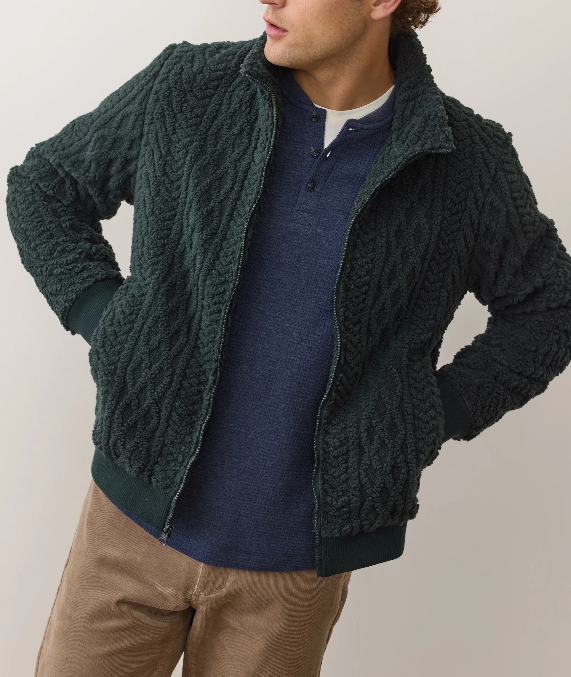 Jacquard Sherpa Full Zip Jacket - Image 2