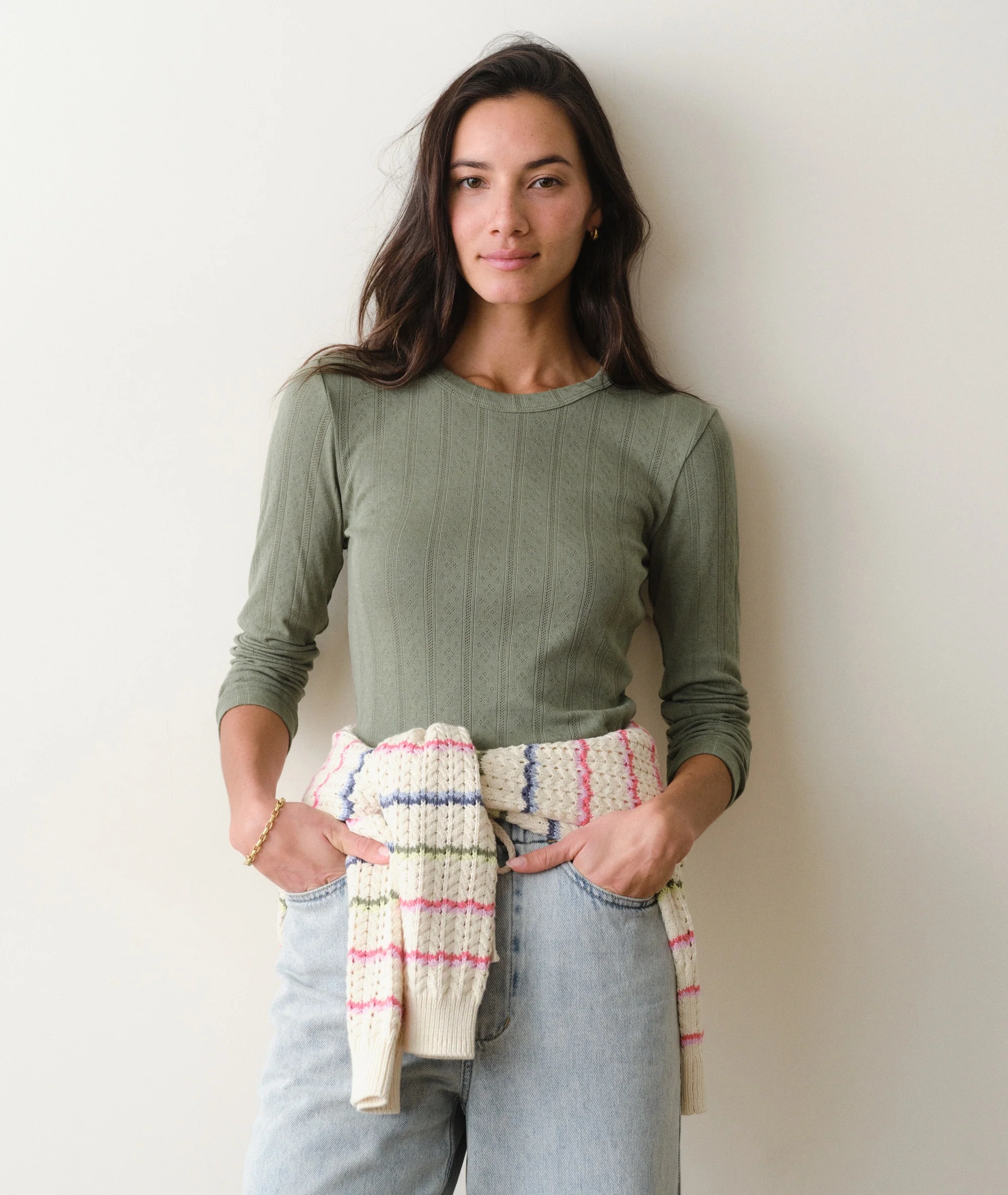 Lexi Pointelle Longsleeve Crew Tee - Image 2
