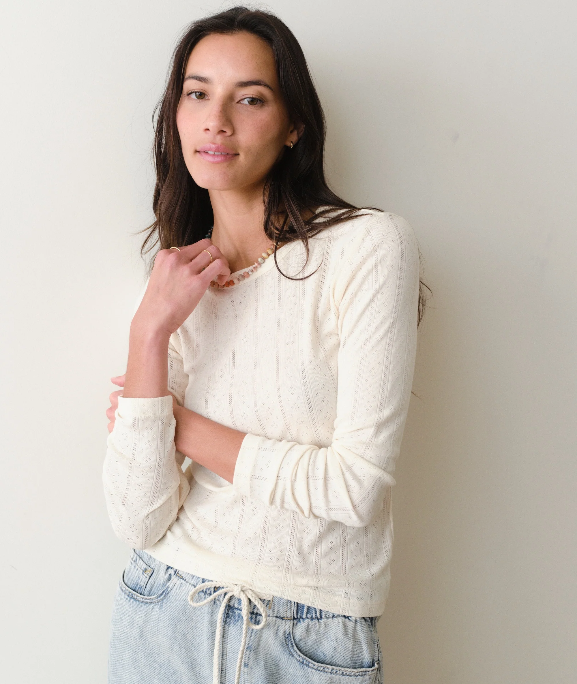 Lexi Pointelle Longsleeve Crew Tee - Image 3