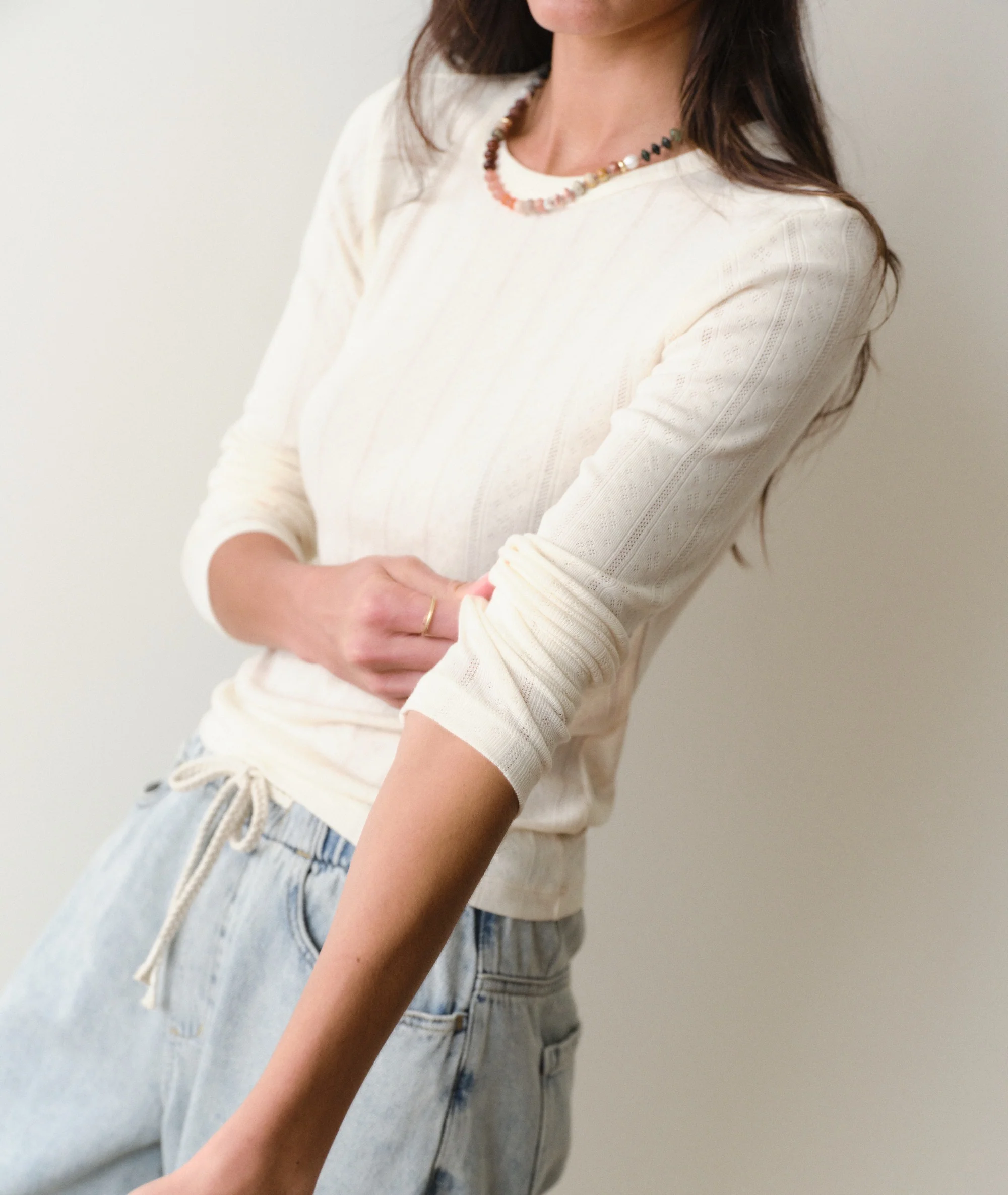 Lexi Pointelle Longsleeve Crew Tee - Image 5