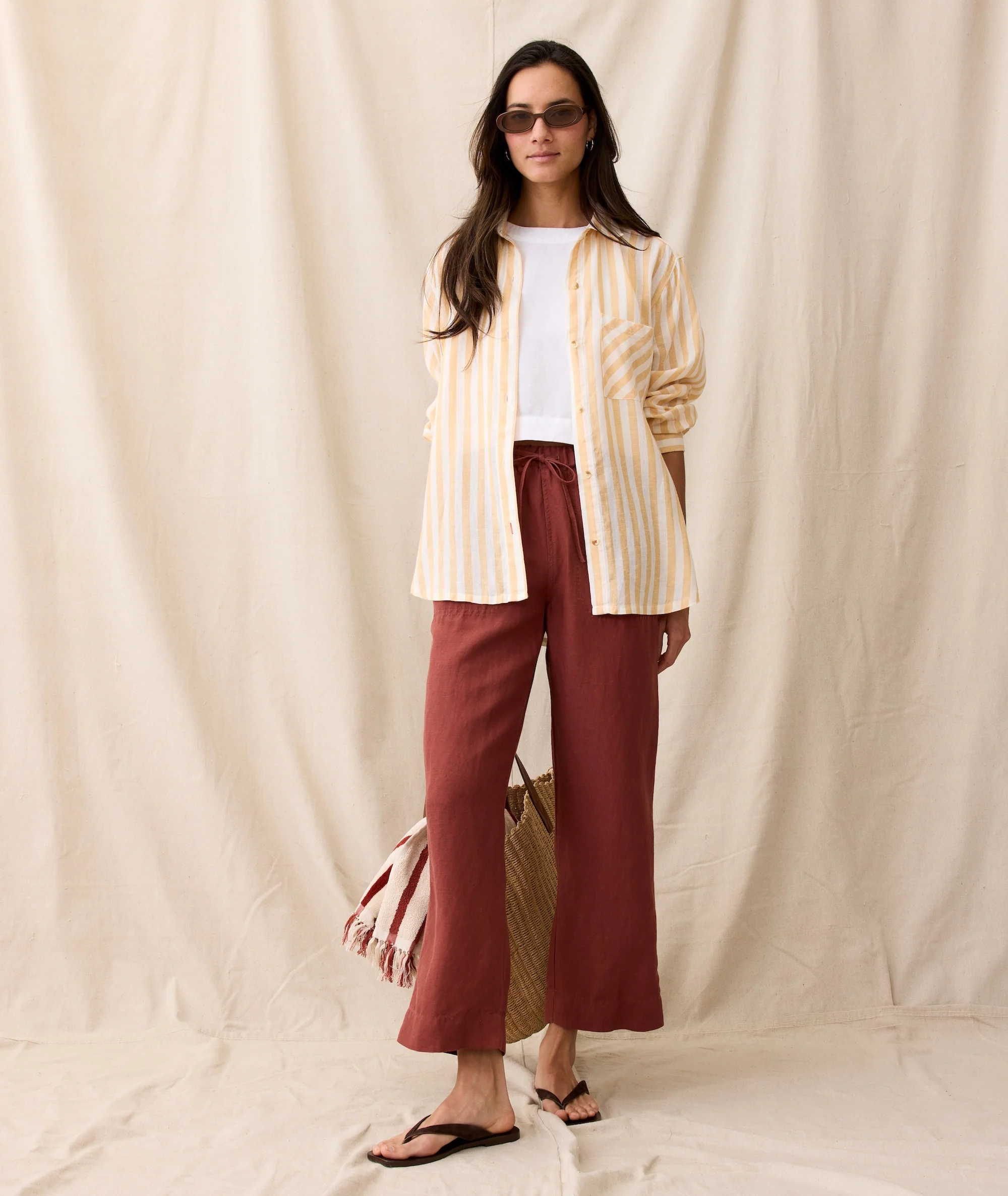 Linen Drawstring Straight Leg Pant - Image 4