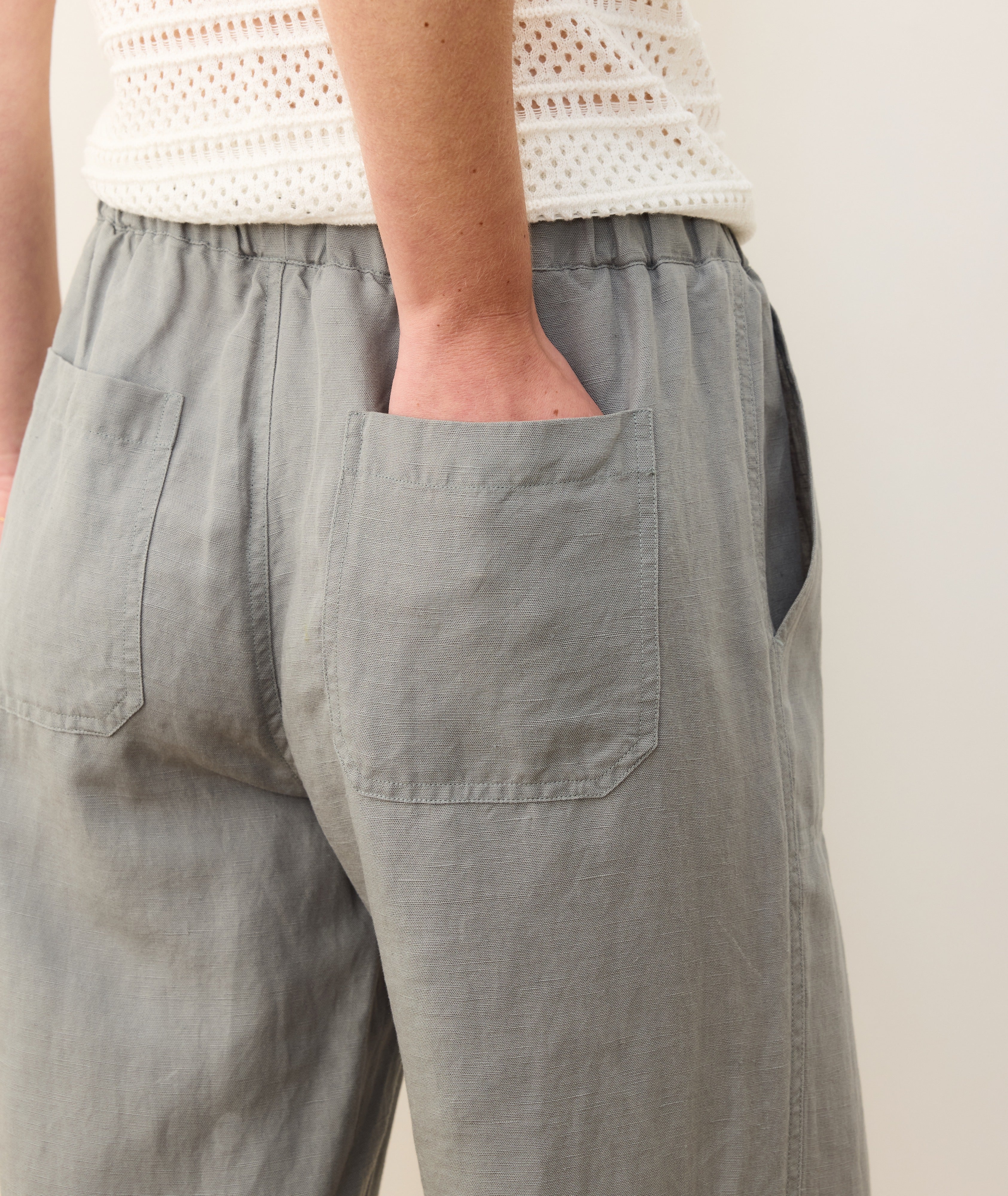 Linen Drawstring Straight Leg Pant - Image 4