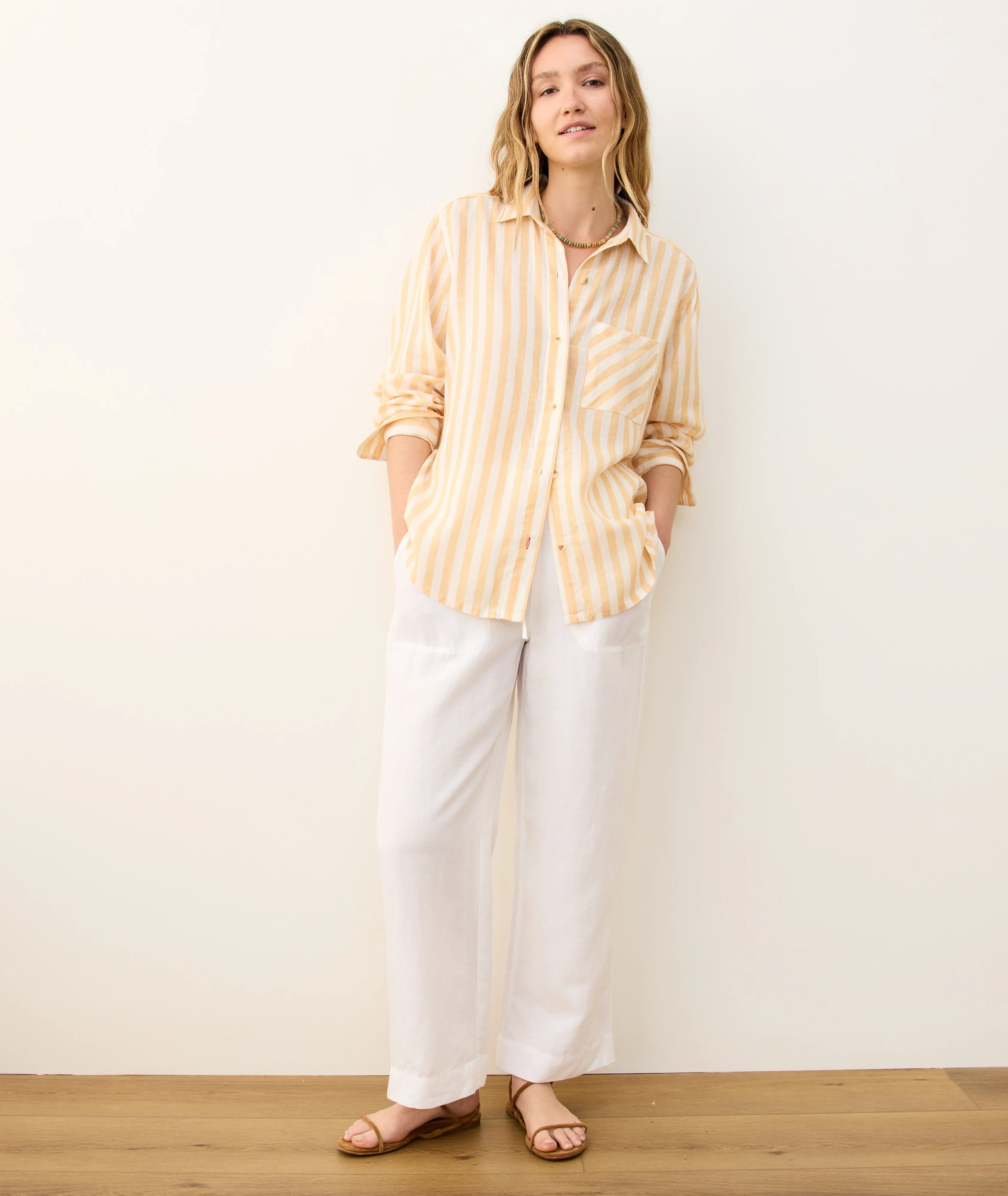 Linen Drawstring Straight Leg Pant - Image 5