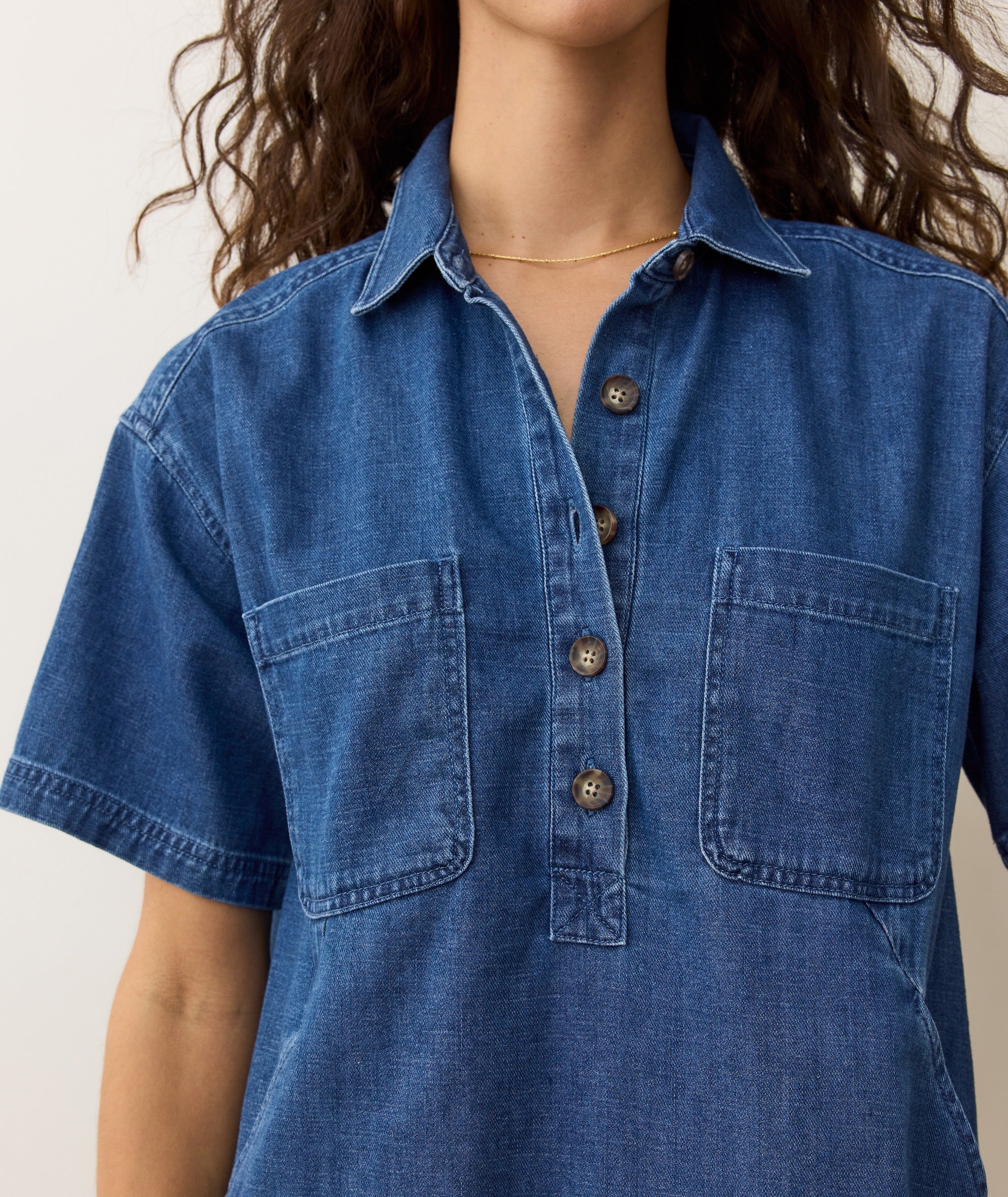 Liza Denim Mini Dress - Image 6