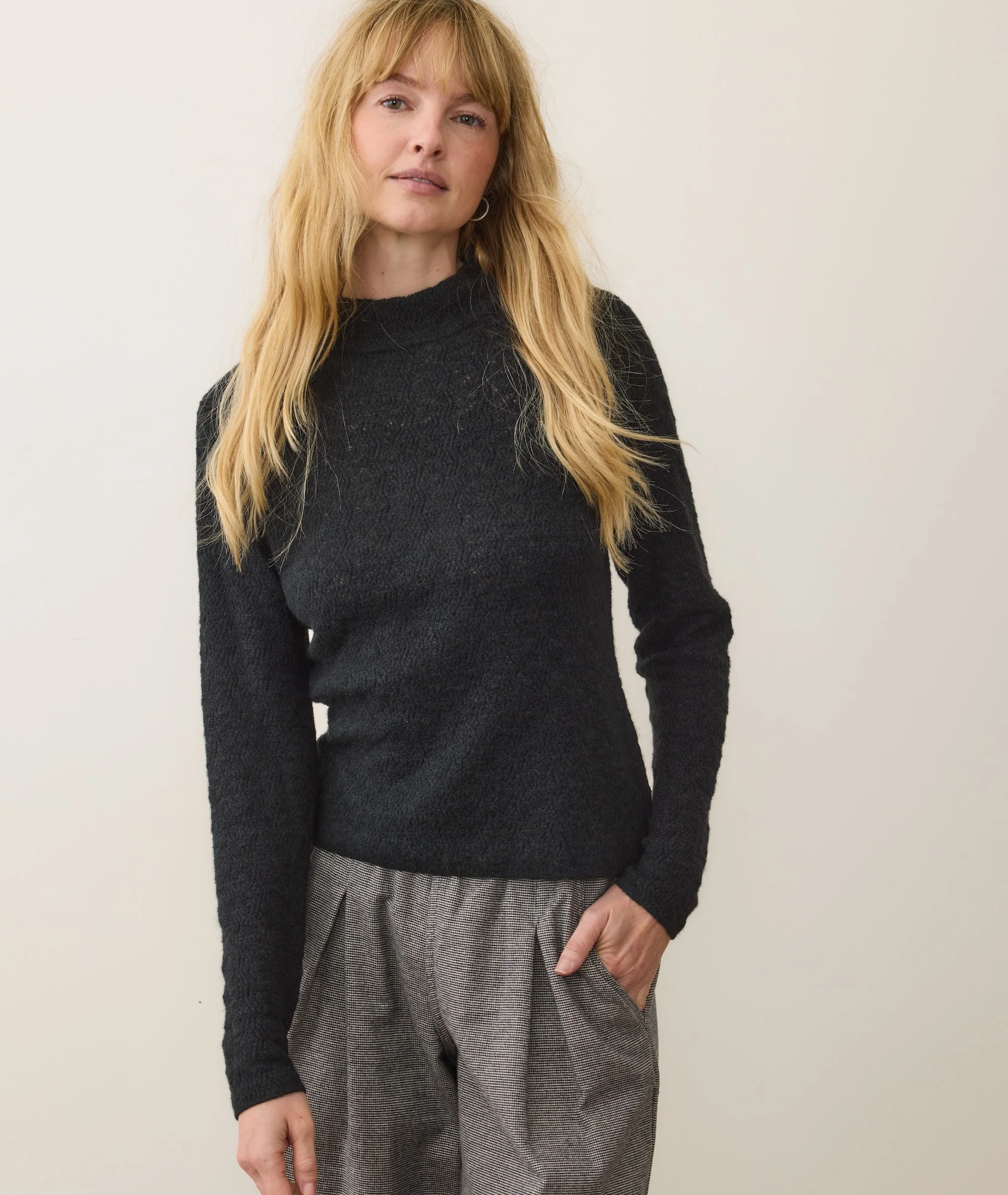 Lucia Pointelle Mock Neck Sweater - Image 2