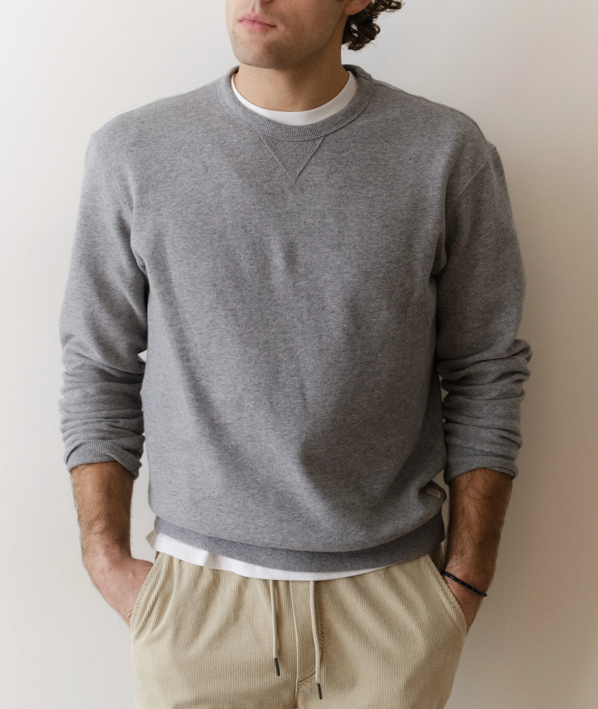 Men's Cloud 9 Fleece Relaxed Crewneck in Heather Grey - Image 4