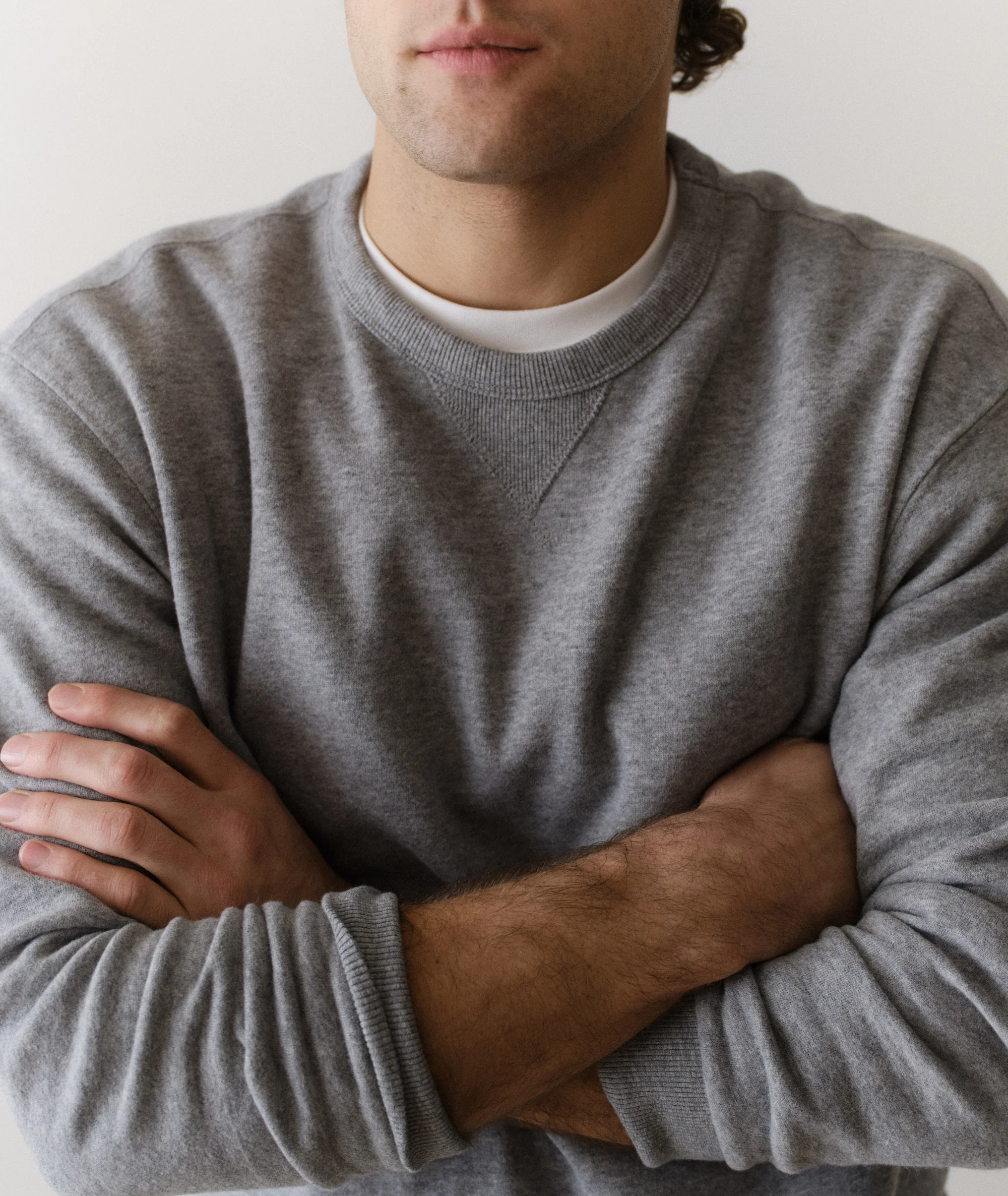 Men's Cloud 9 Fleece Relaxed Crewneck in Heather Grey - Image 6