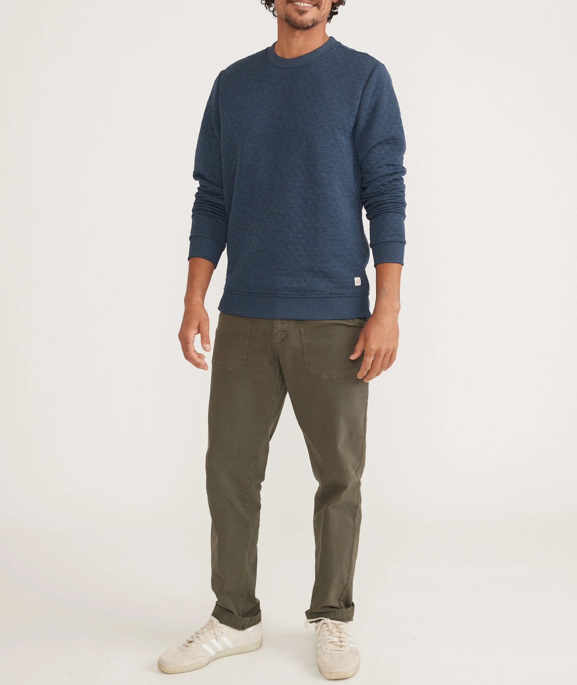 Men's Corbet Quilted Crewneck in Navy - Image 4