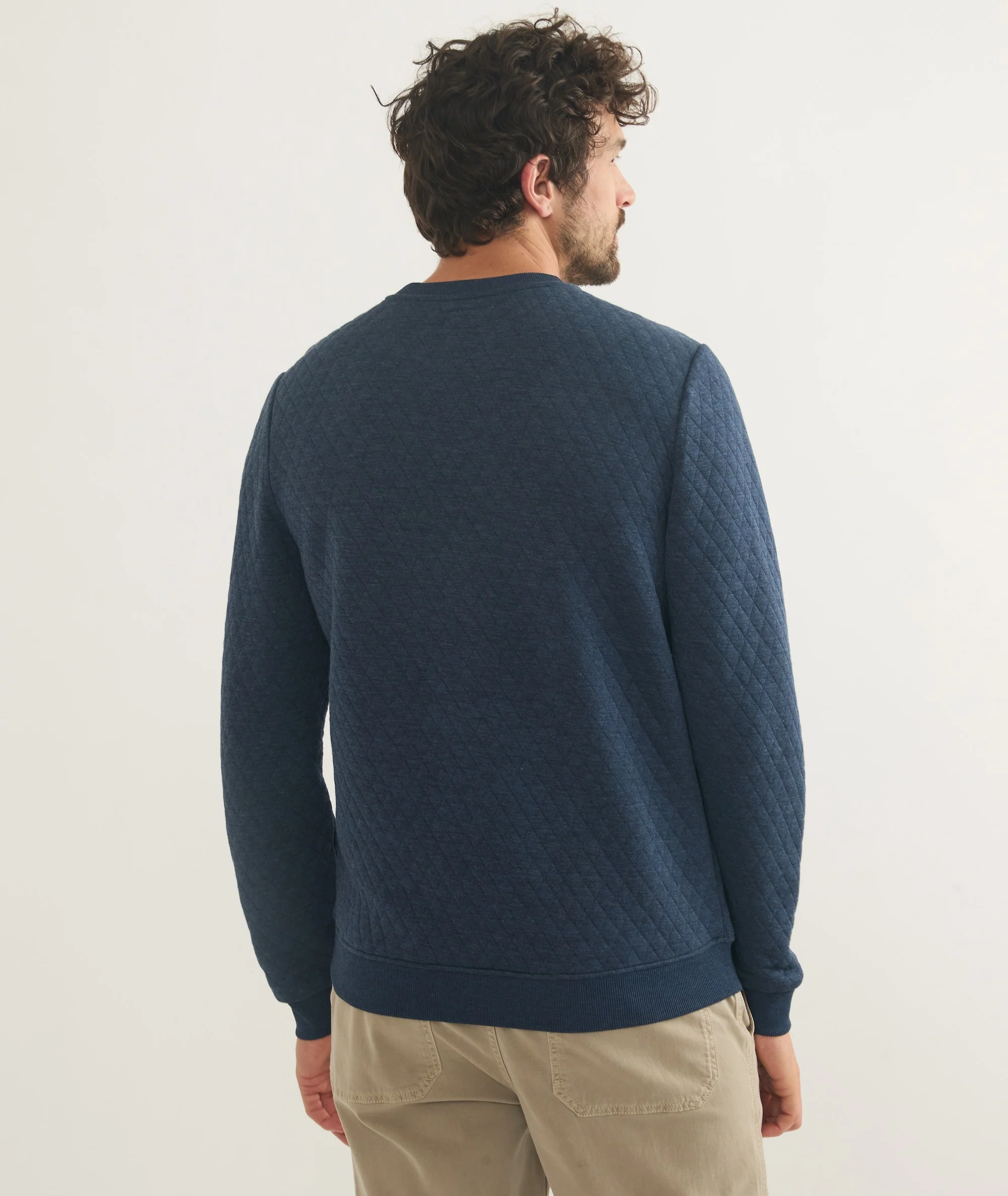 Men's Corbet Quilted Crewneck in Navy - Image 5
