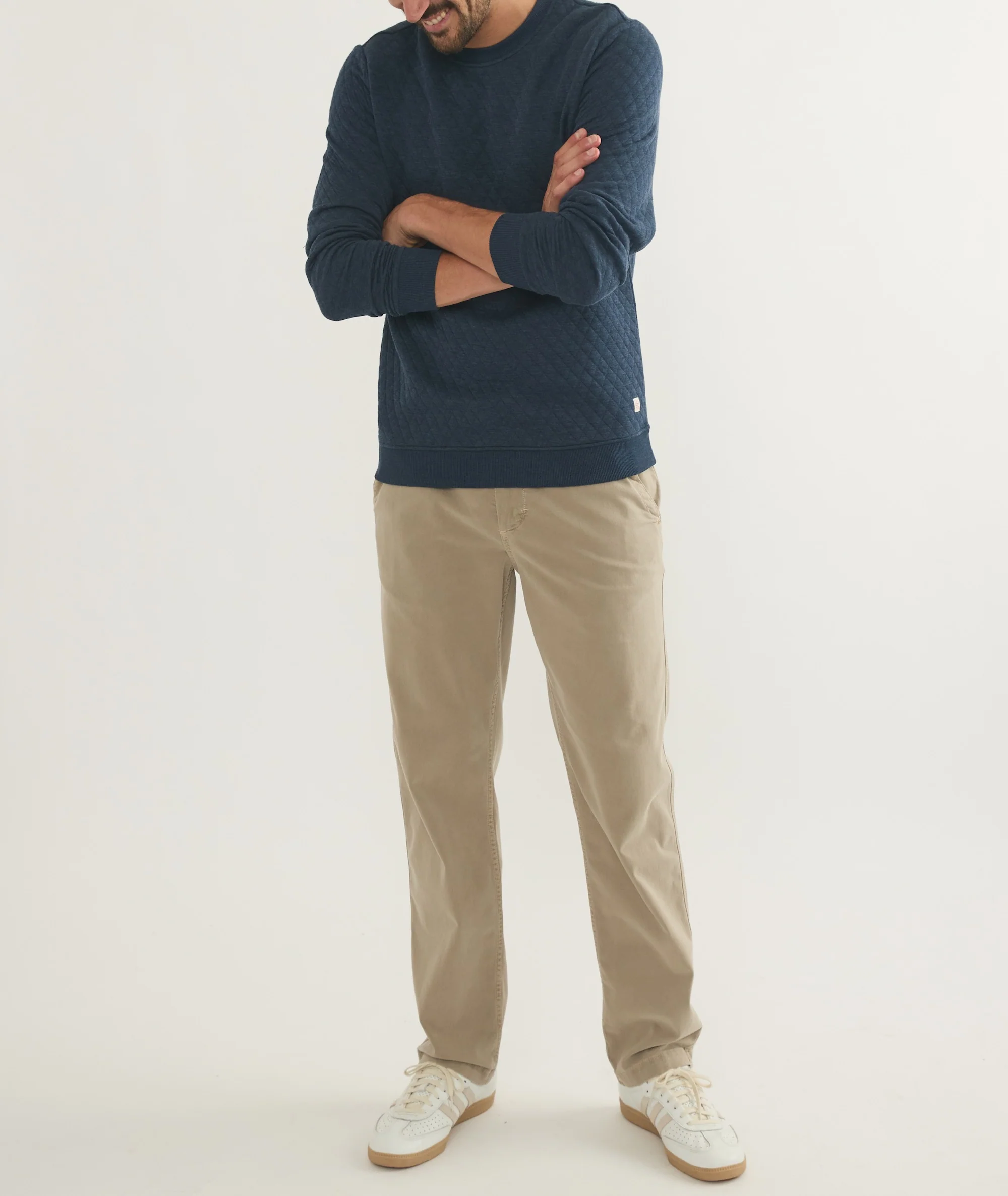Men's Corbet Quilted Crewneck in Navy - Image 7