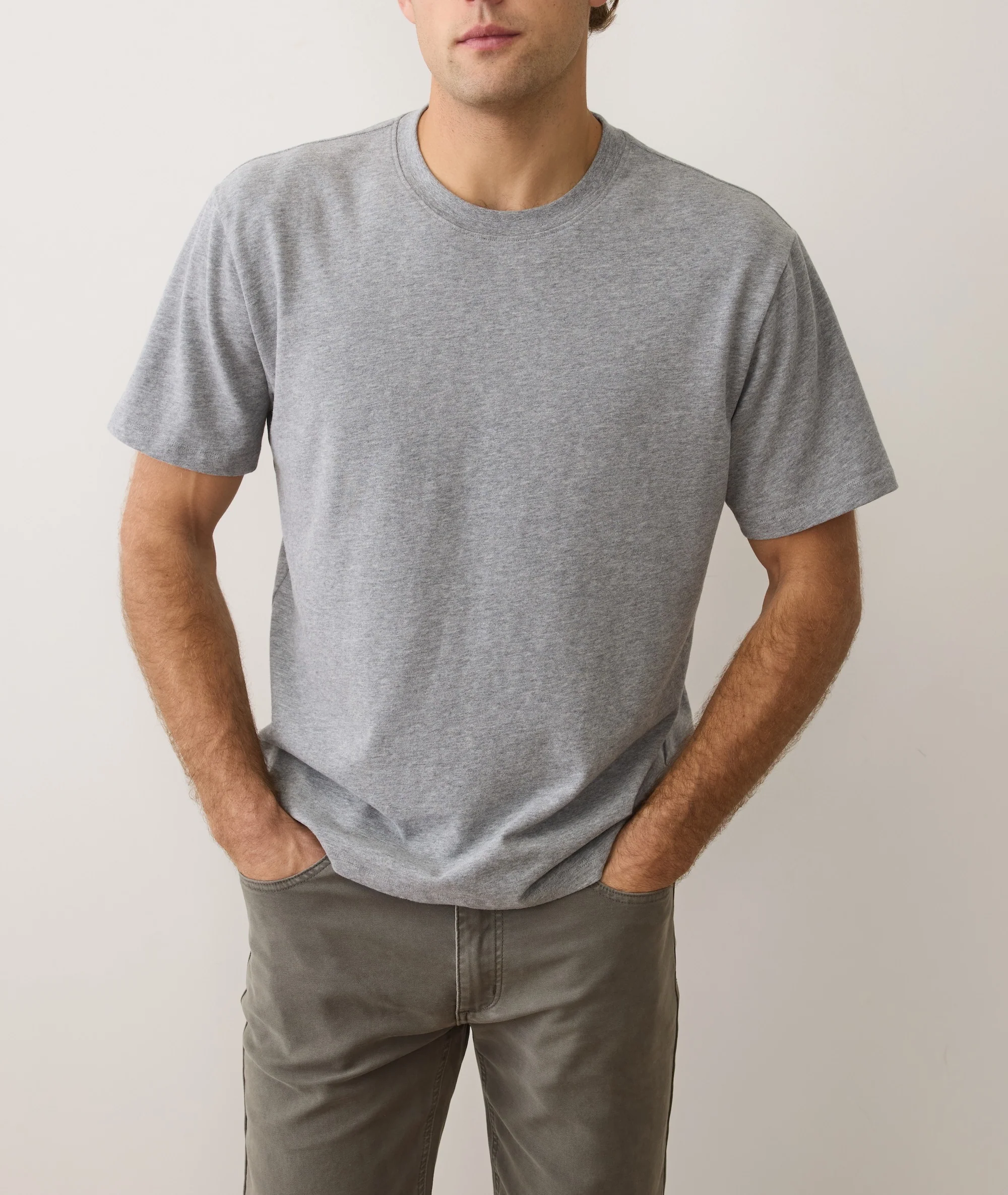 Men's Luxe 250 Tee in Heather Grey - Image 3