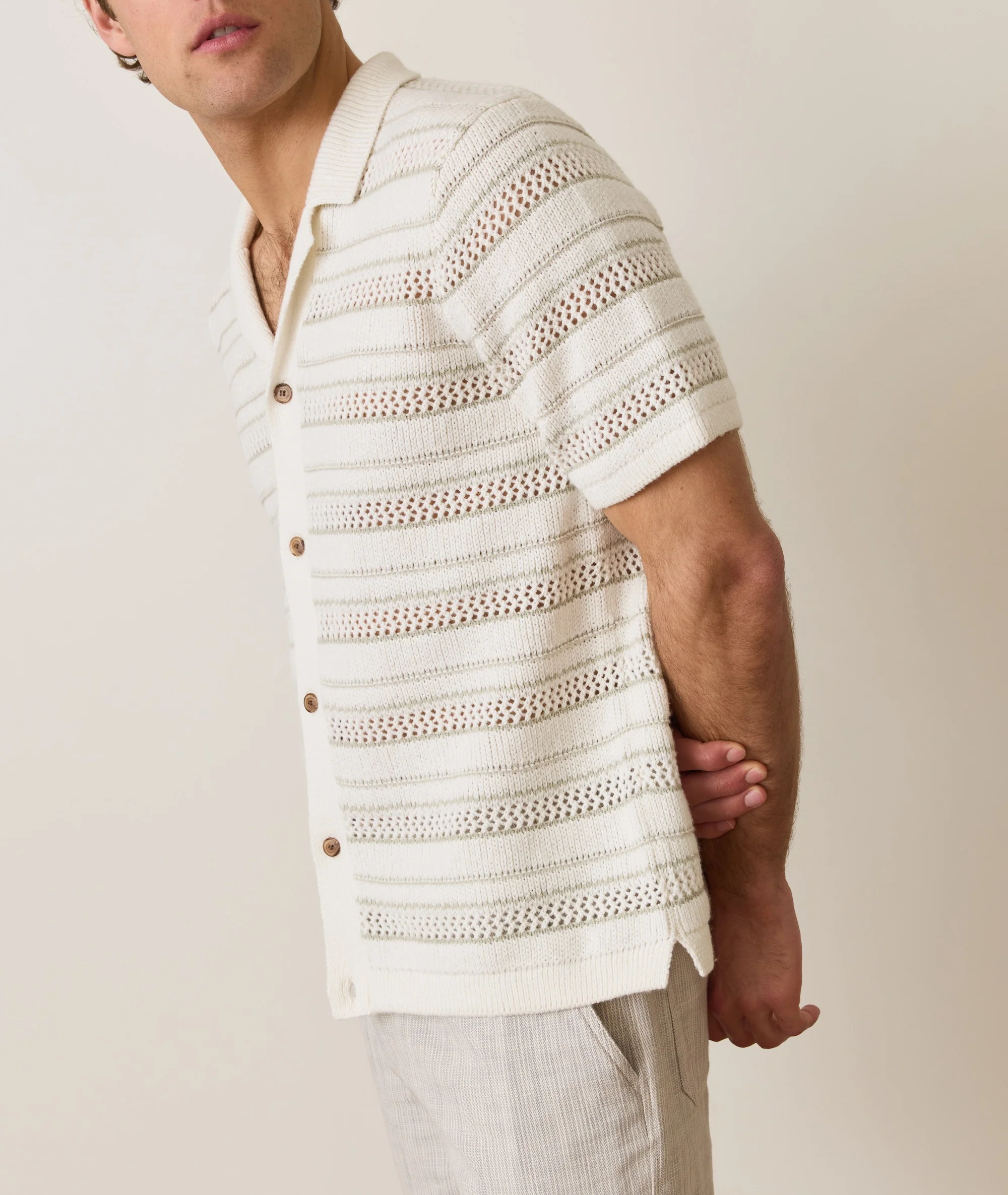 Open Knit Sweater Button-Down - Image 6