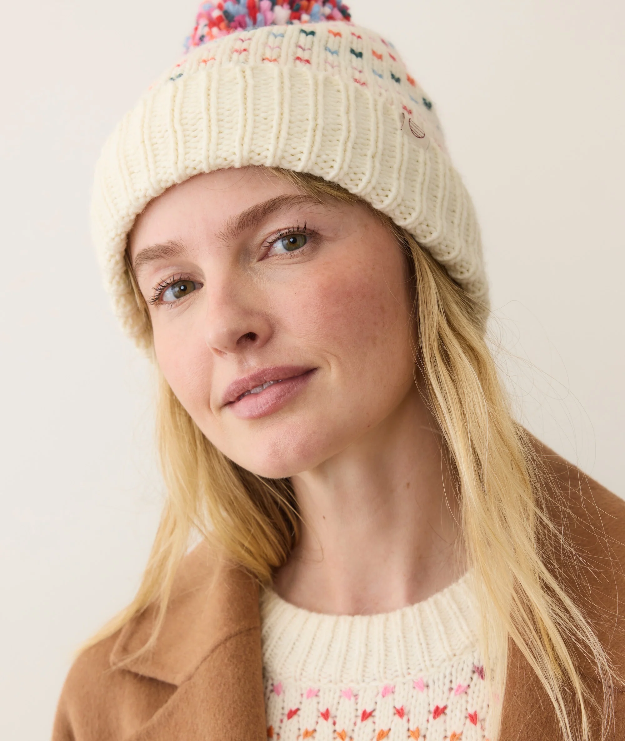 Rainbow Pom Beanie - Image 3