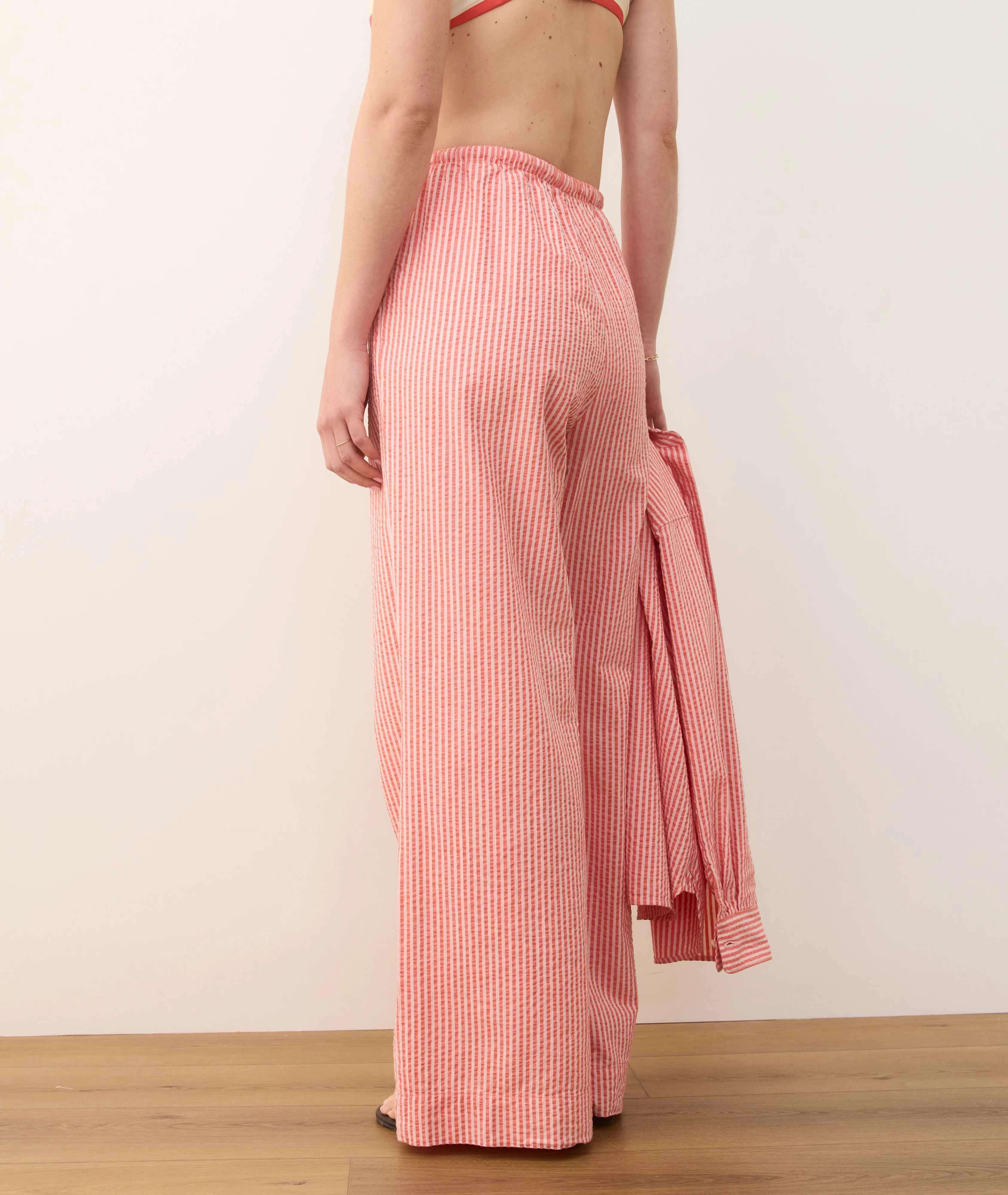 Seersucker Drawstring Wide Leg Pant - Image 6