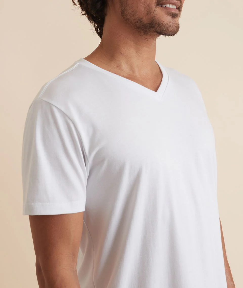 Signature V-Neck Tee in Pure White - Image 3
