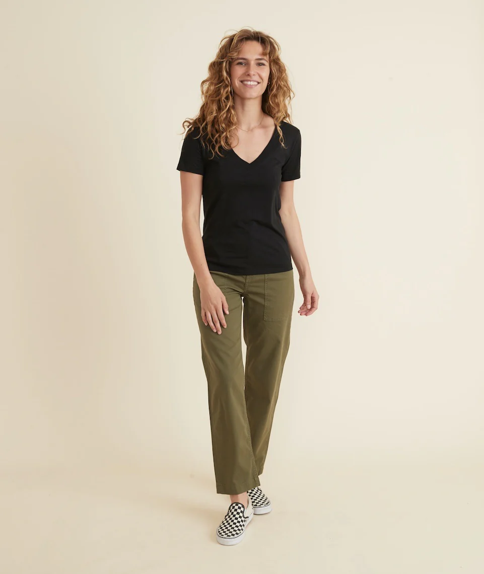 Classic V-Neck Tee in Black - Image 3