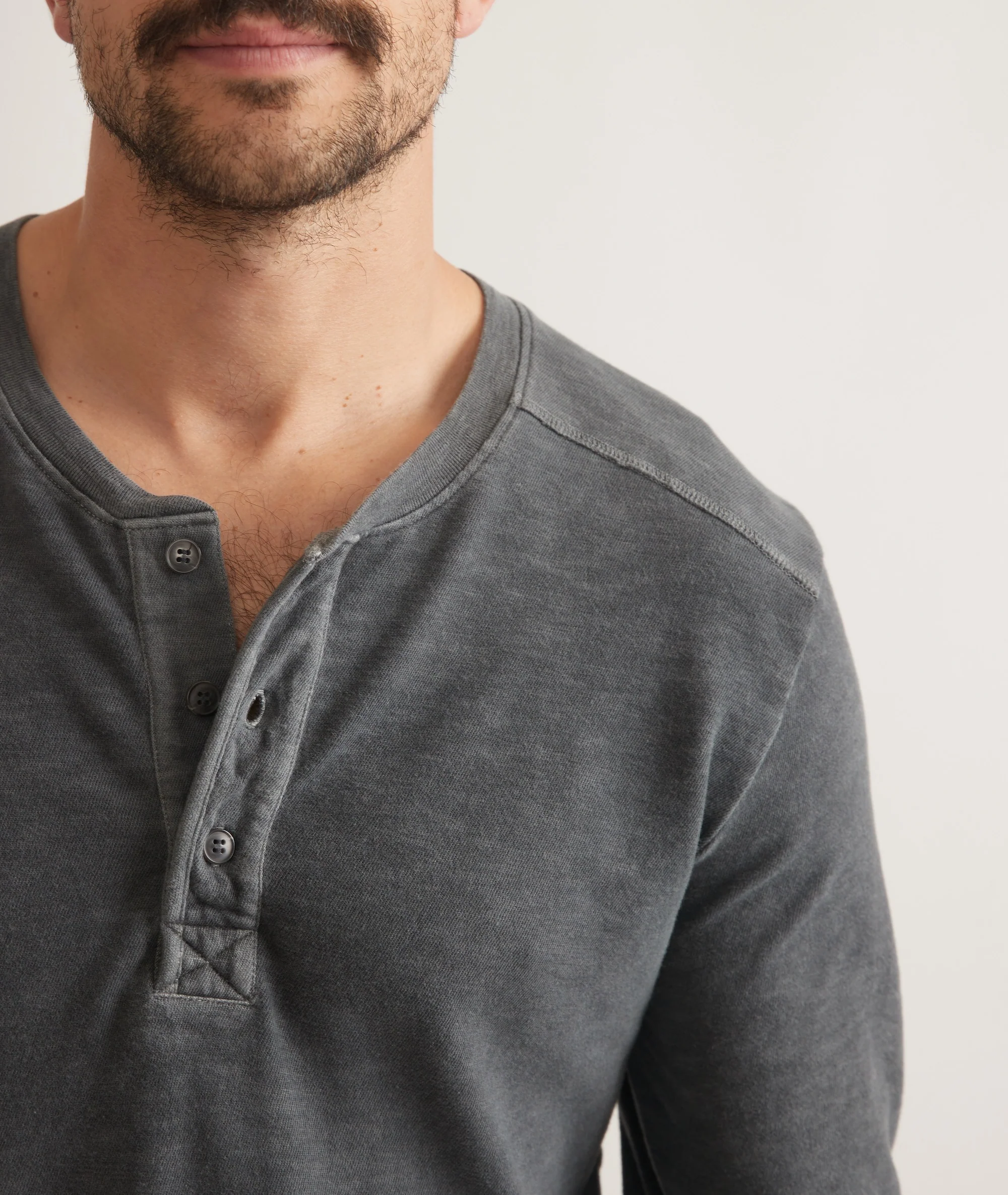 Vintage Heavy Slub Long Sleeve Henley - Image 3