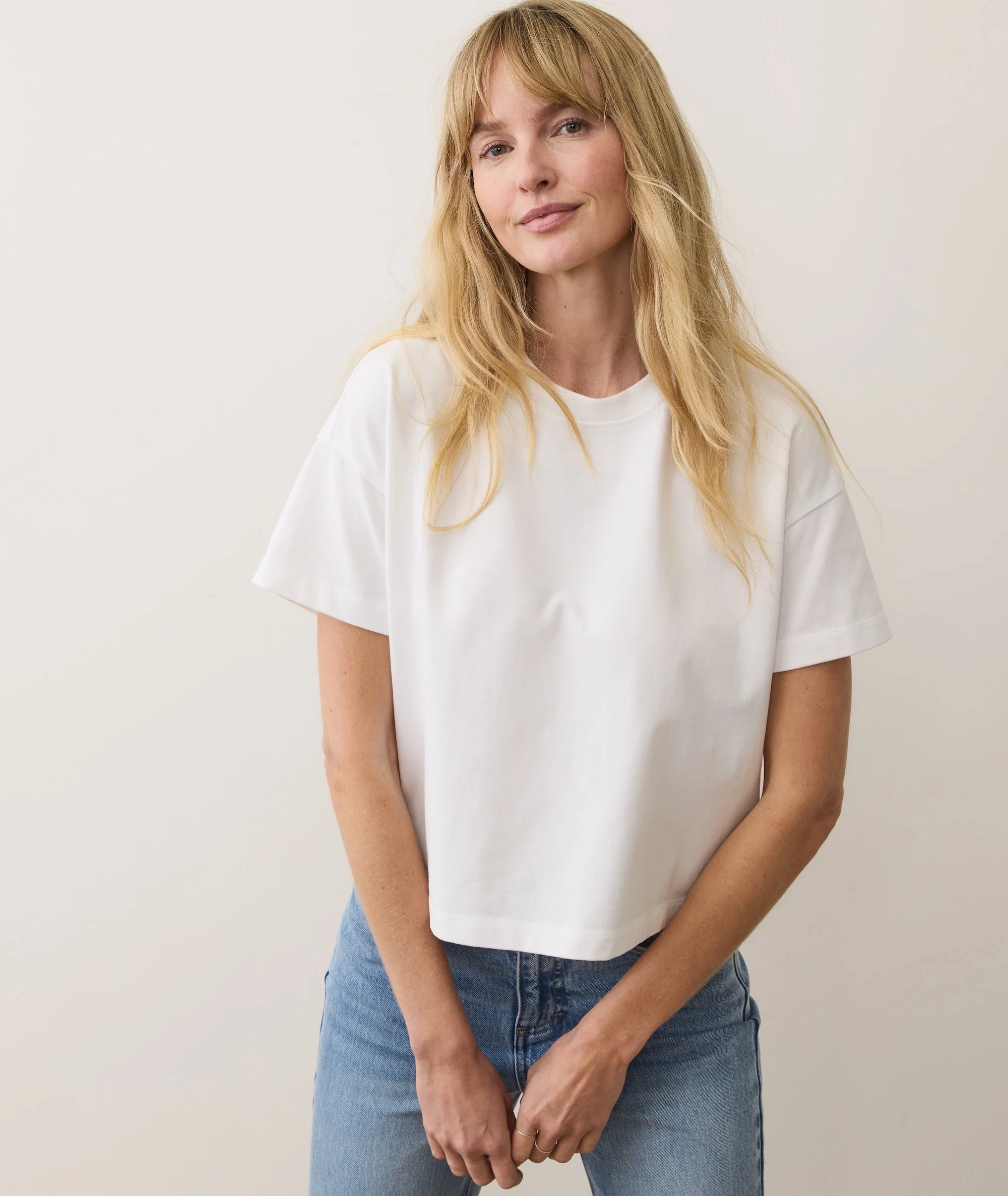 Women's Luxe Sueded Tee in Bright White - Image 2
