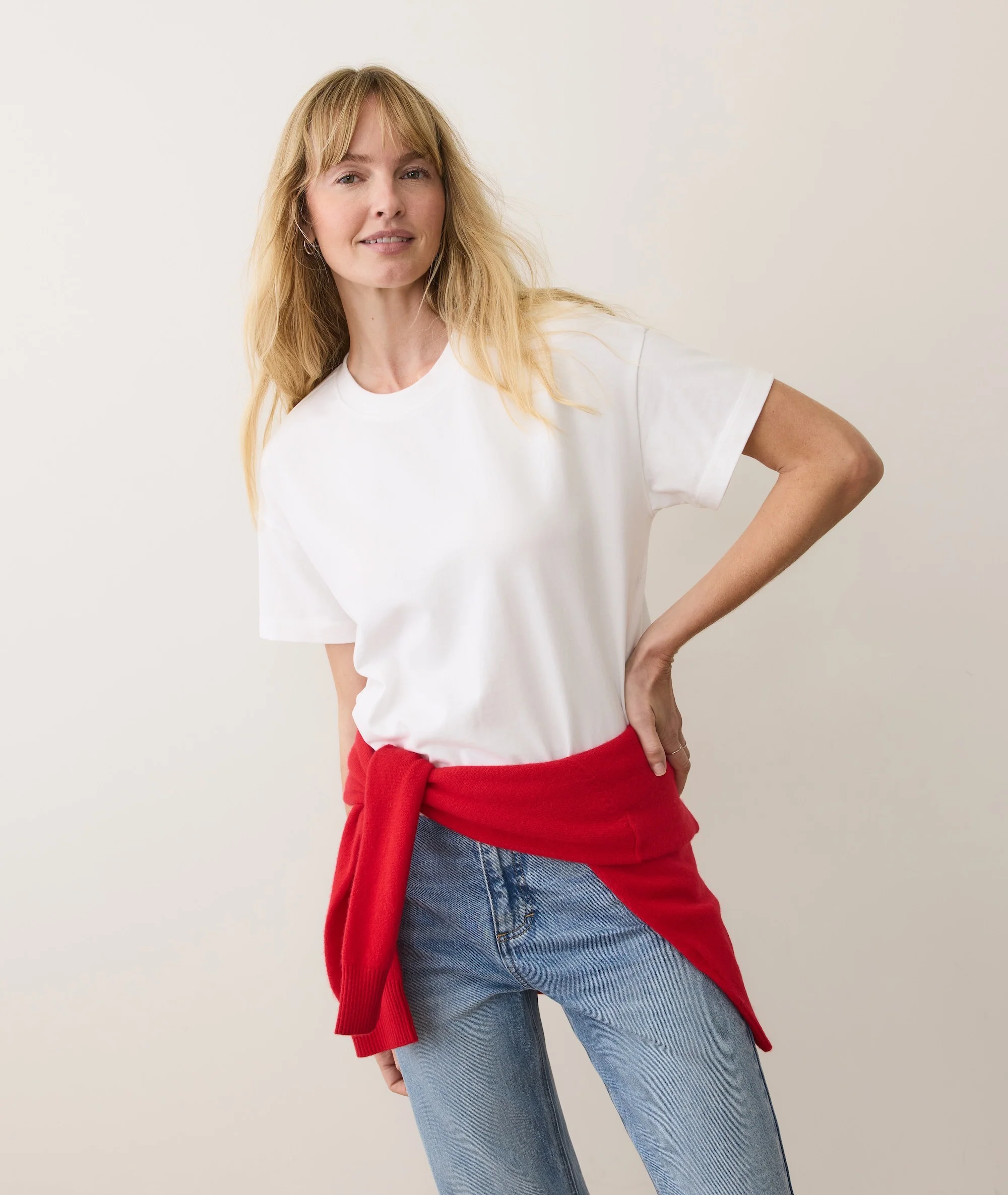 Women's Luxe Sueded Tee in Bright White - Image 3