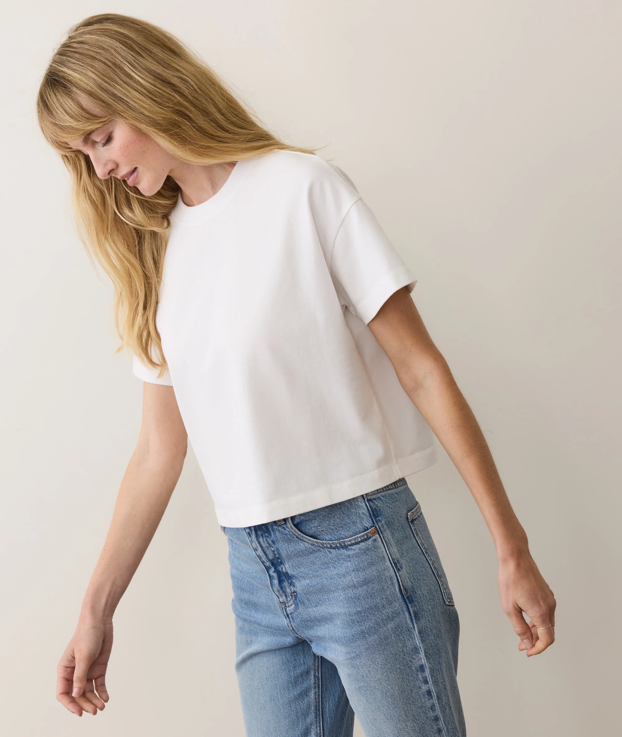 Women's Luxe Sueded Tee in Bright White - Image 4