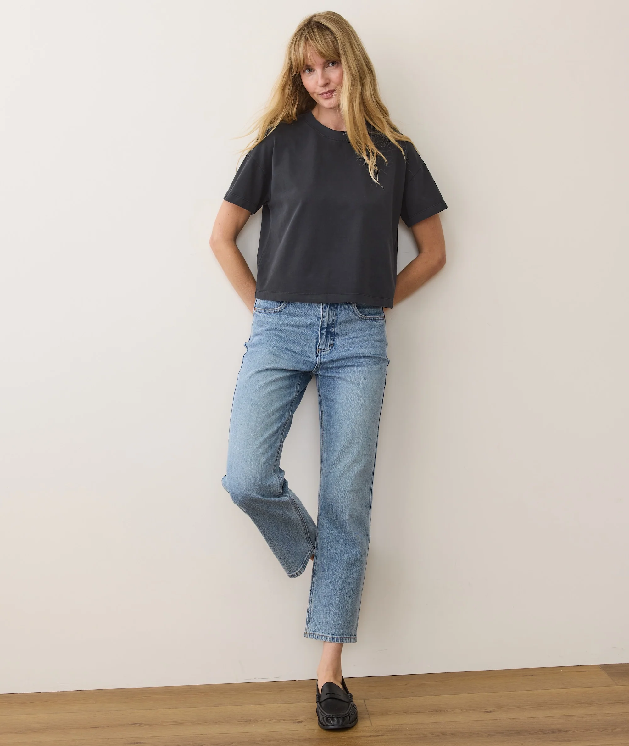 Women's Luxe Sueded Tee in Black - Image 5