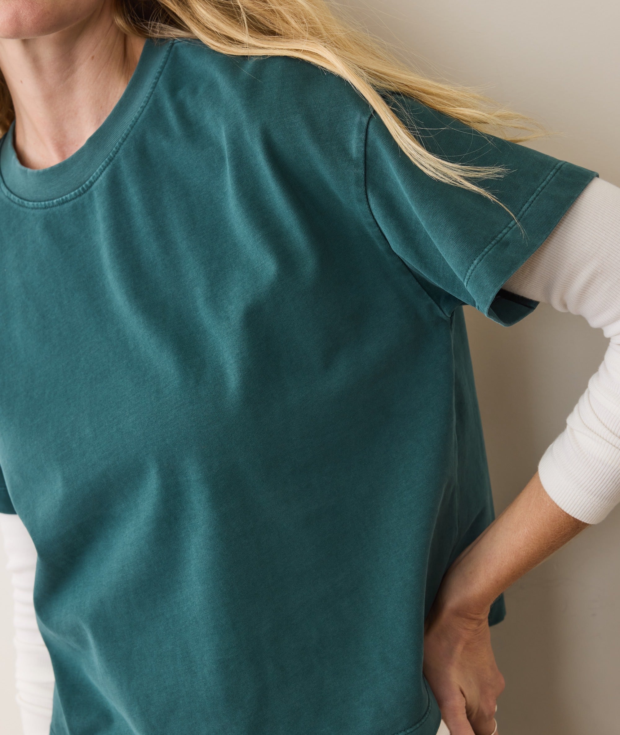 Women's Luxe Sueded Tee in Rainforest - Image 2