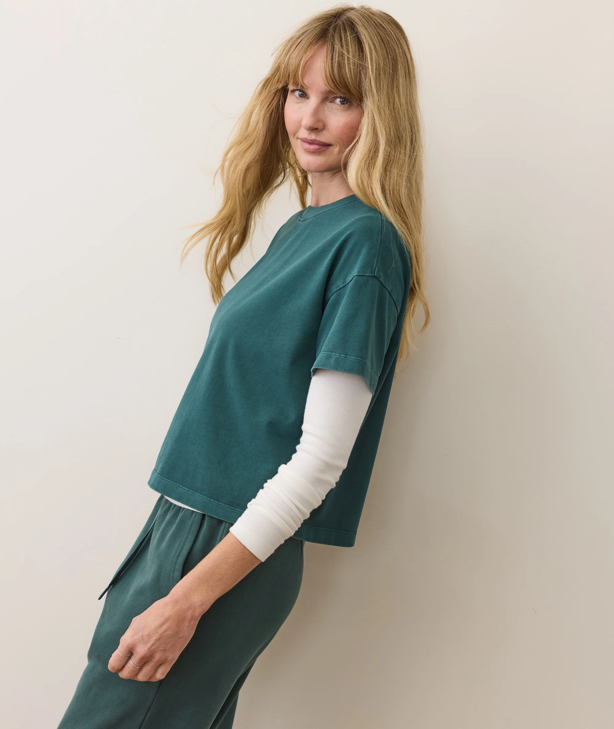 Women's Luxe Sueded Tee in Rainforest - Image 4