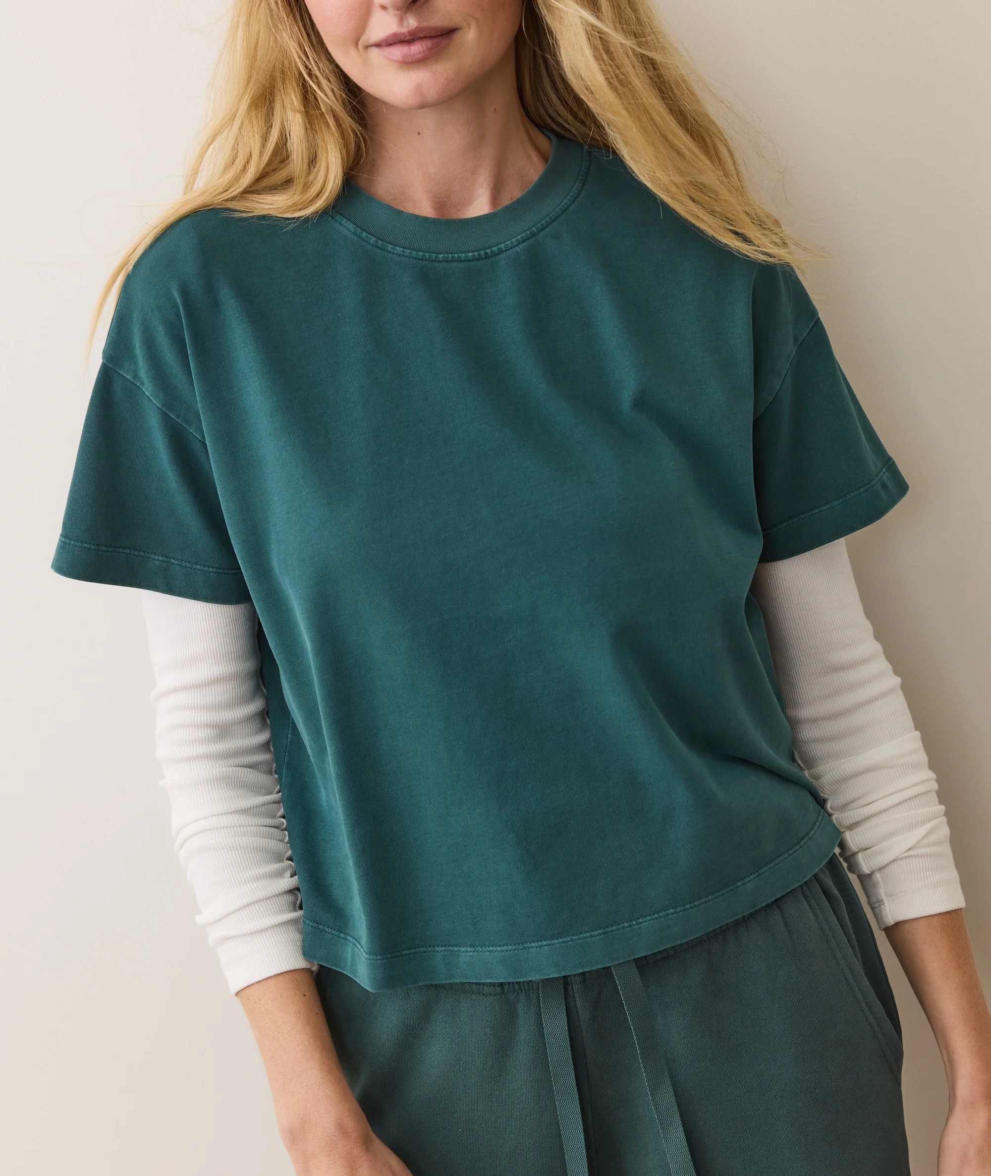 Women's Luxe Sueded Tee in Rainforest - Image 7